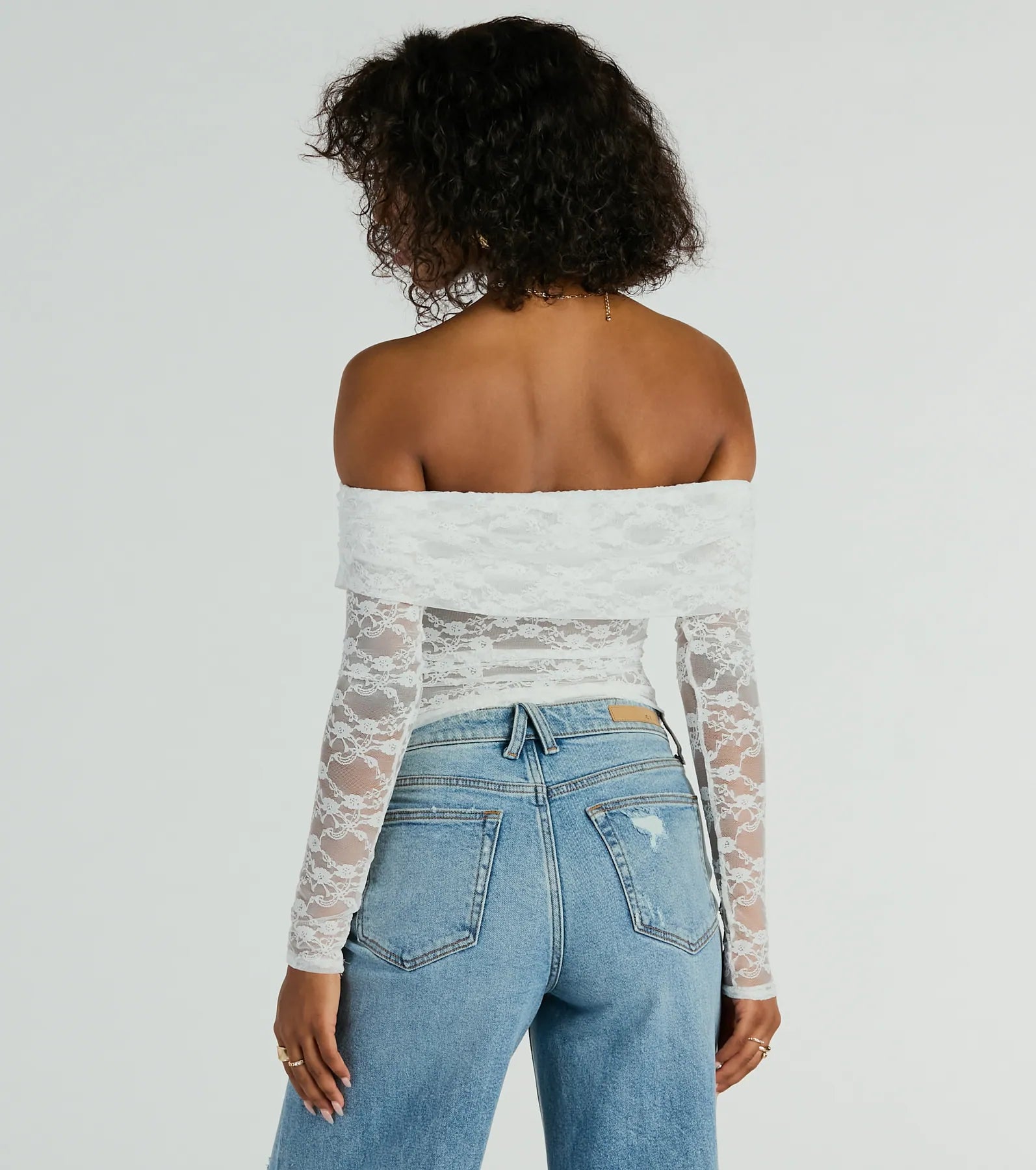 Sultry Aura Off-The-Shoulder Lace Crop Top