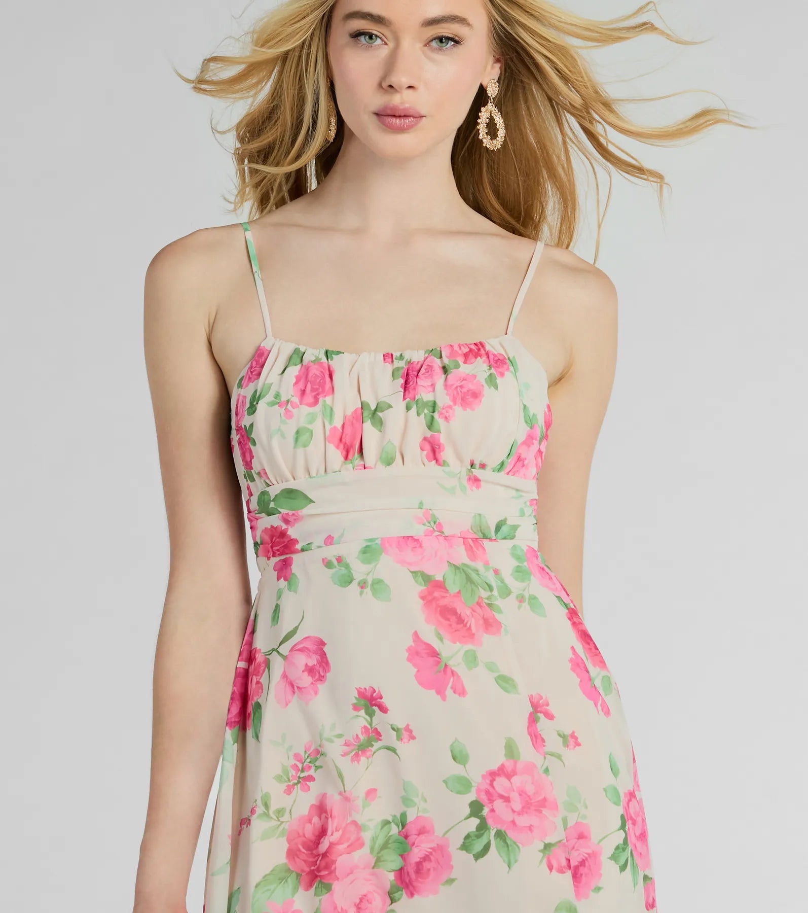 Garden Of Romance Tie Back Rose Floral A-Line Dress