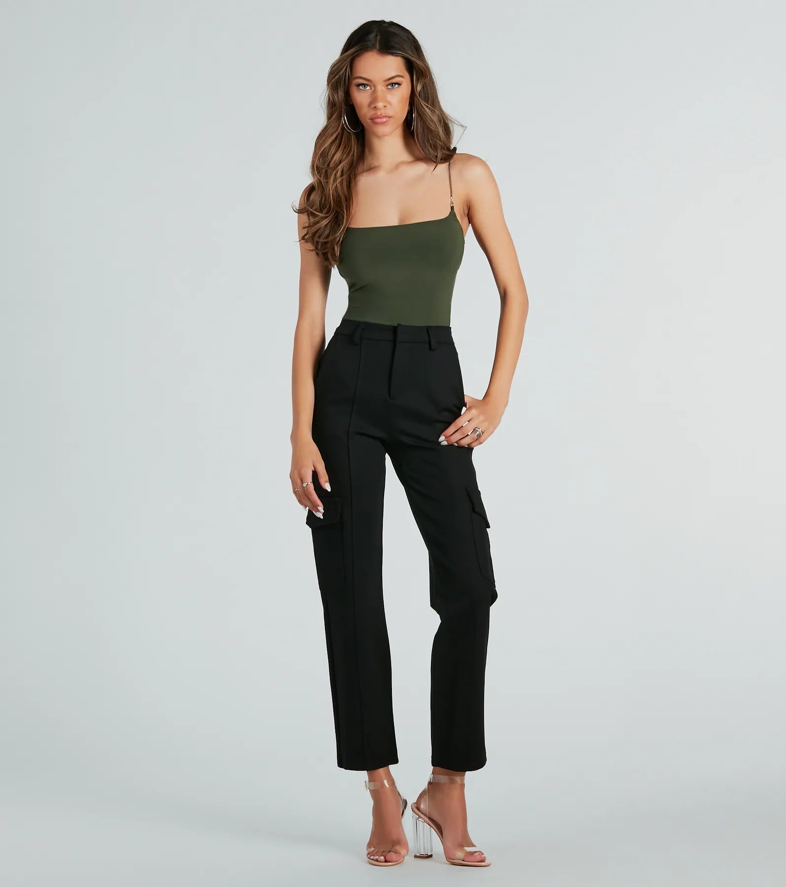 Looking Casual And Chic Ponte Knit Cargo Pants