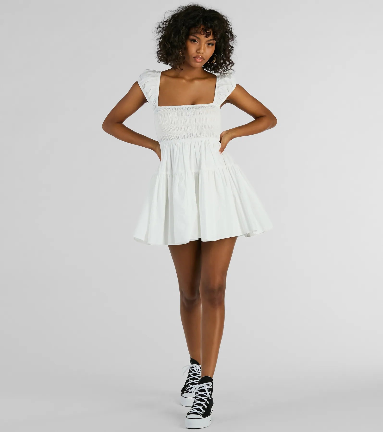 Sunny Days Square Neck Tie-Back Skater Short Dress