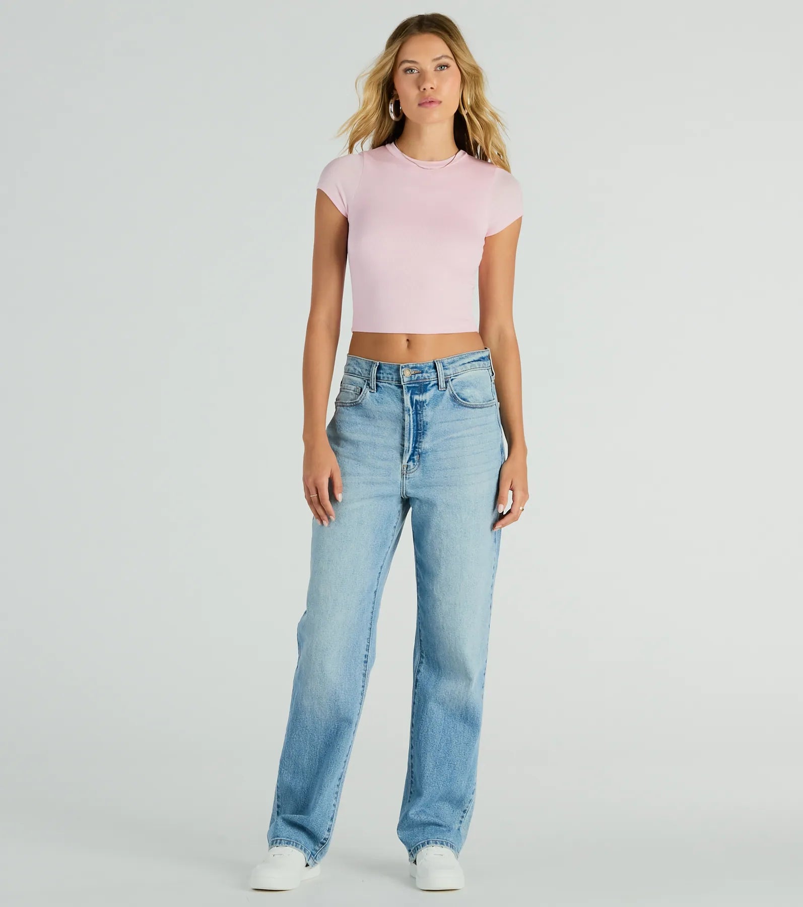 Effortless Style Short Sleeve Ribbed Knit Crop Top