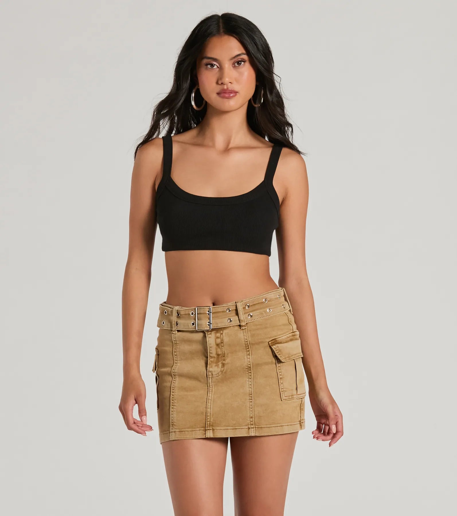 Top Of The Trends Belted Cargo Mini Skirt