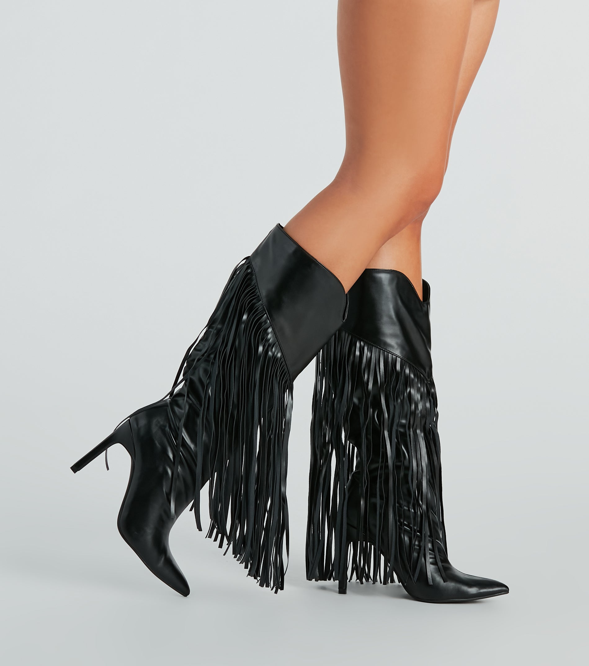 Shaking It Faux Leather Metallic Fringe Boots