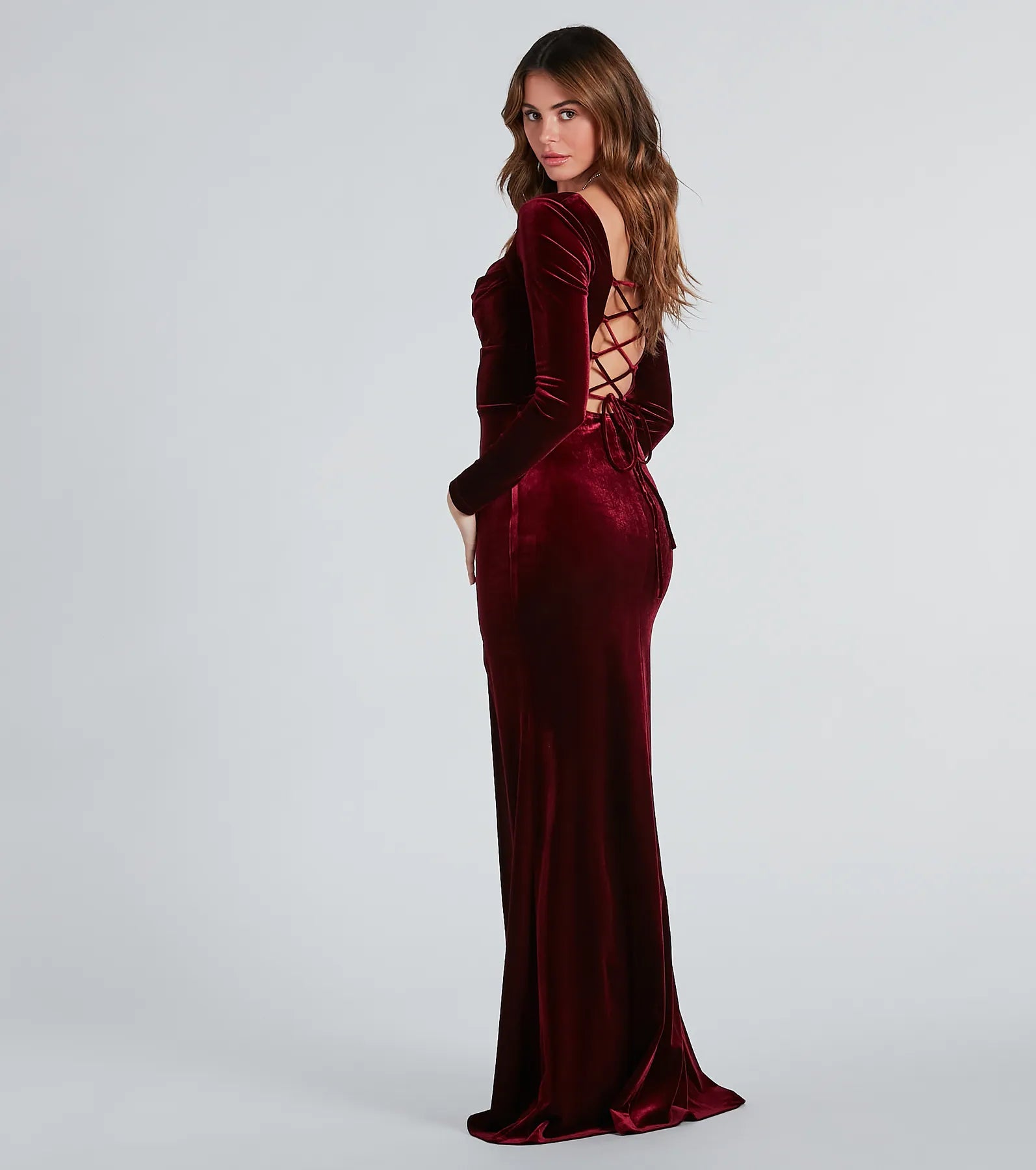 Pam Formal Velvet Long Sleeve Mermaid Dress