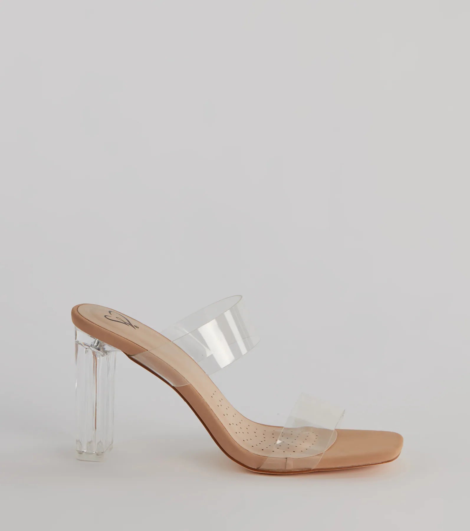 Clearly On Trend PVC Strap Lucite Block Heels