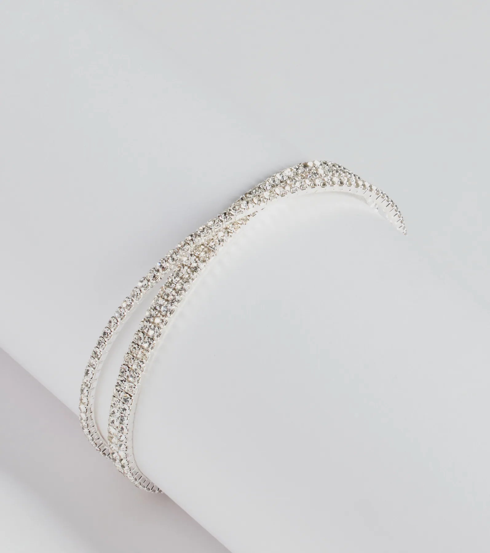 Luxe Detail Criss-Cross Rhinestone Cuff Bracelet