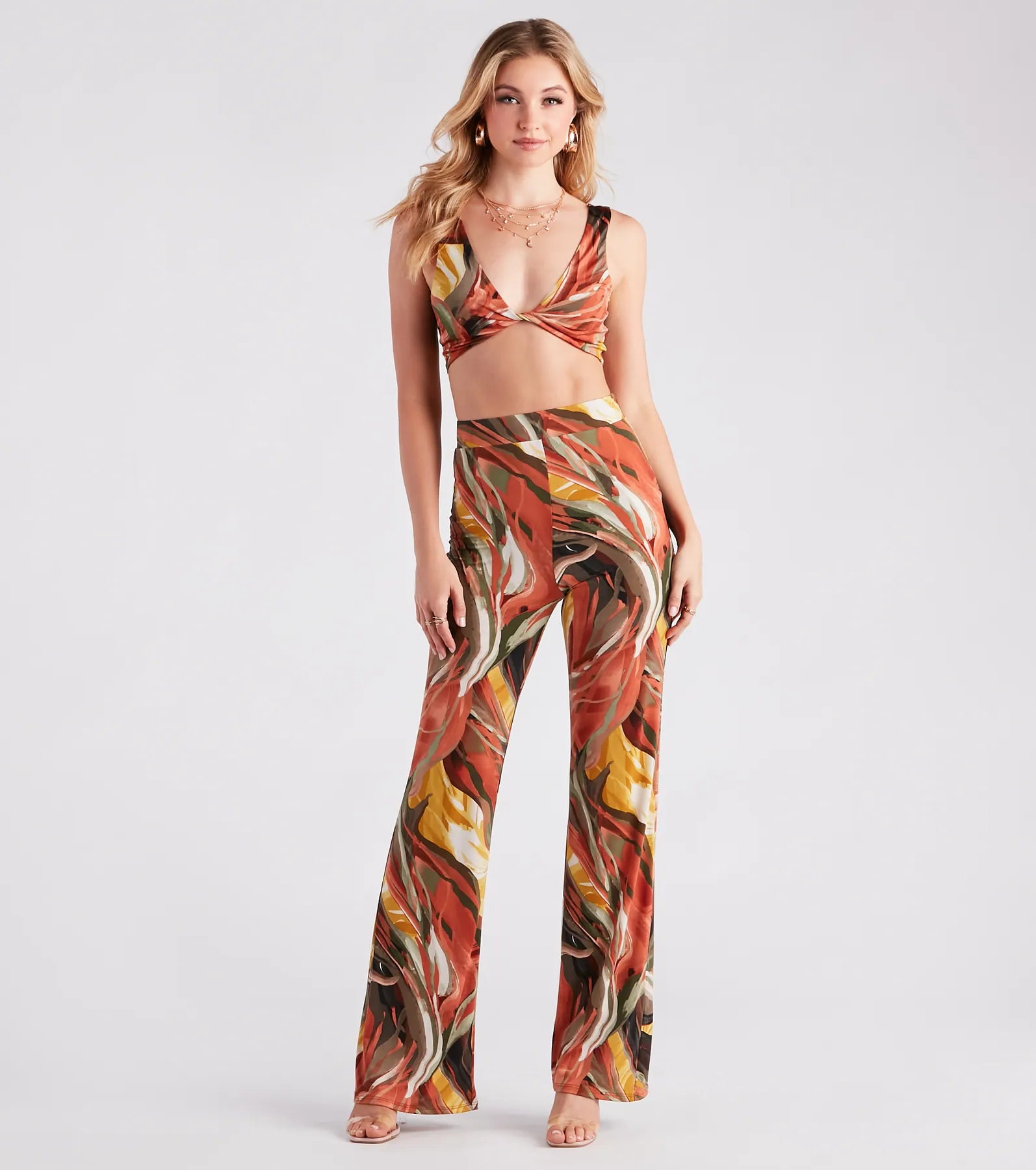 Abstract Chic Straight-Leg Pants