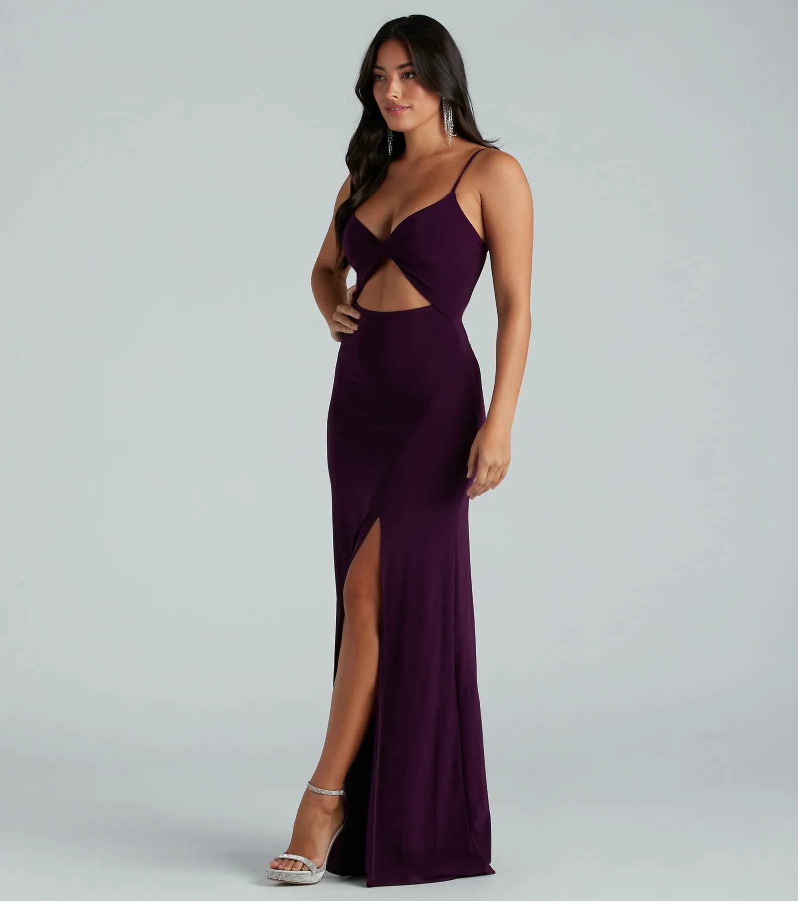 Cindy Formal V-Neck Cutout A-Line Long Dress