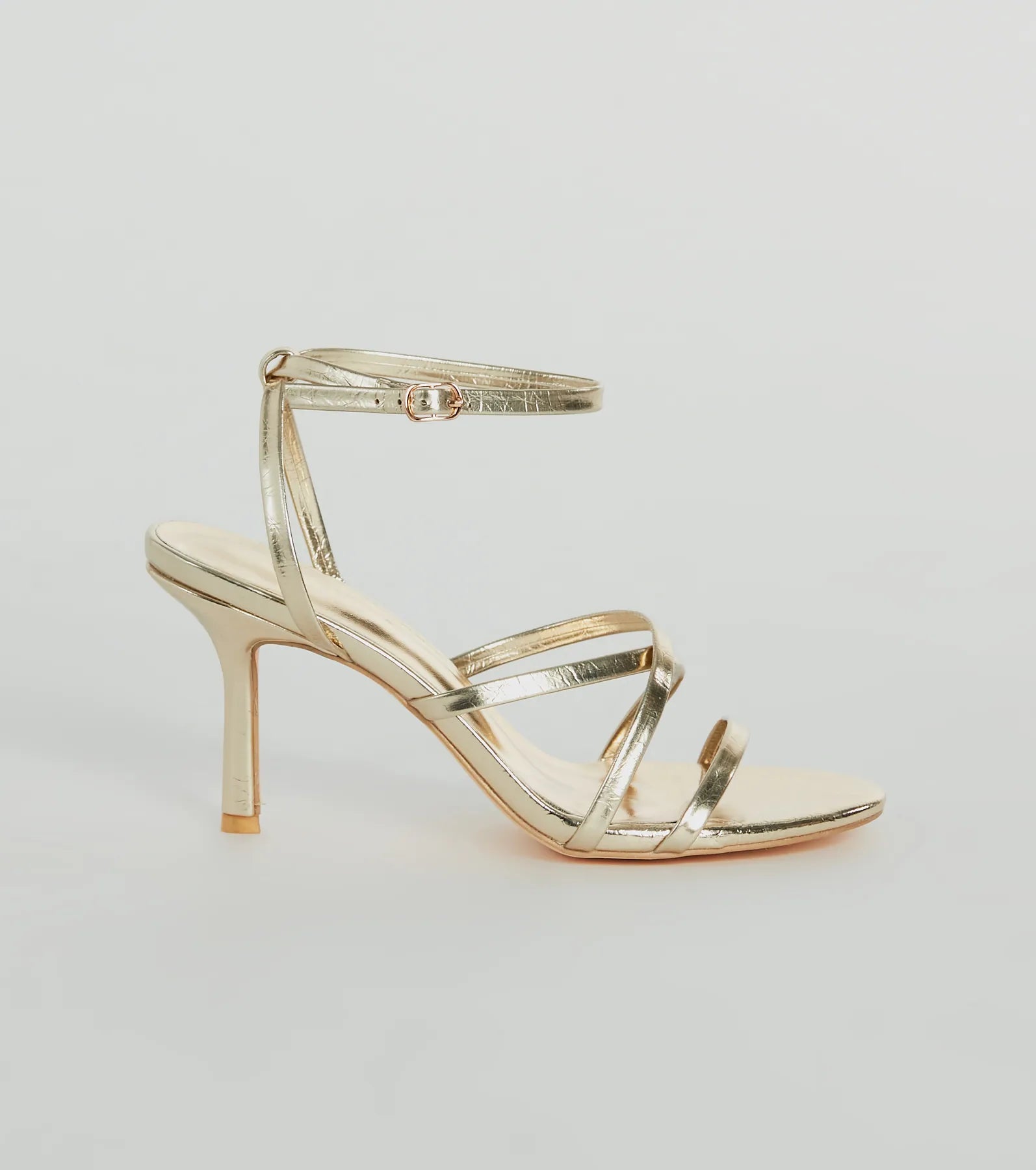 Ahead Of The Crowd Strappy Metallic Stiletto Heels