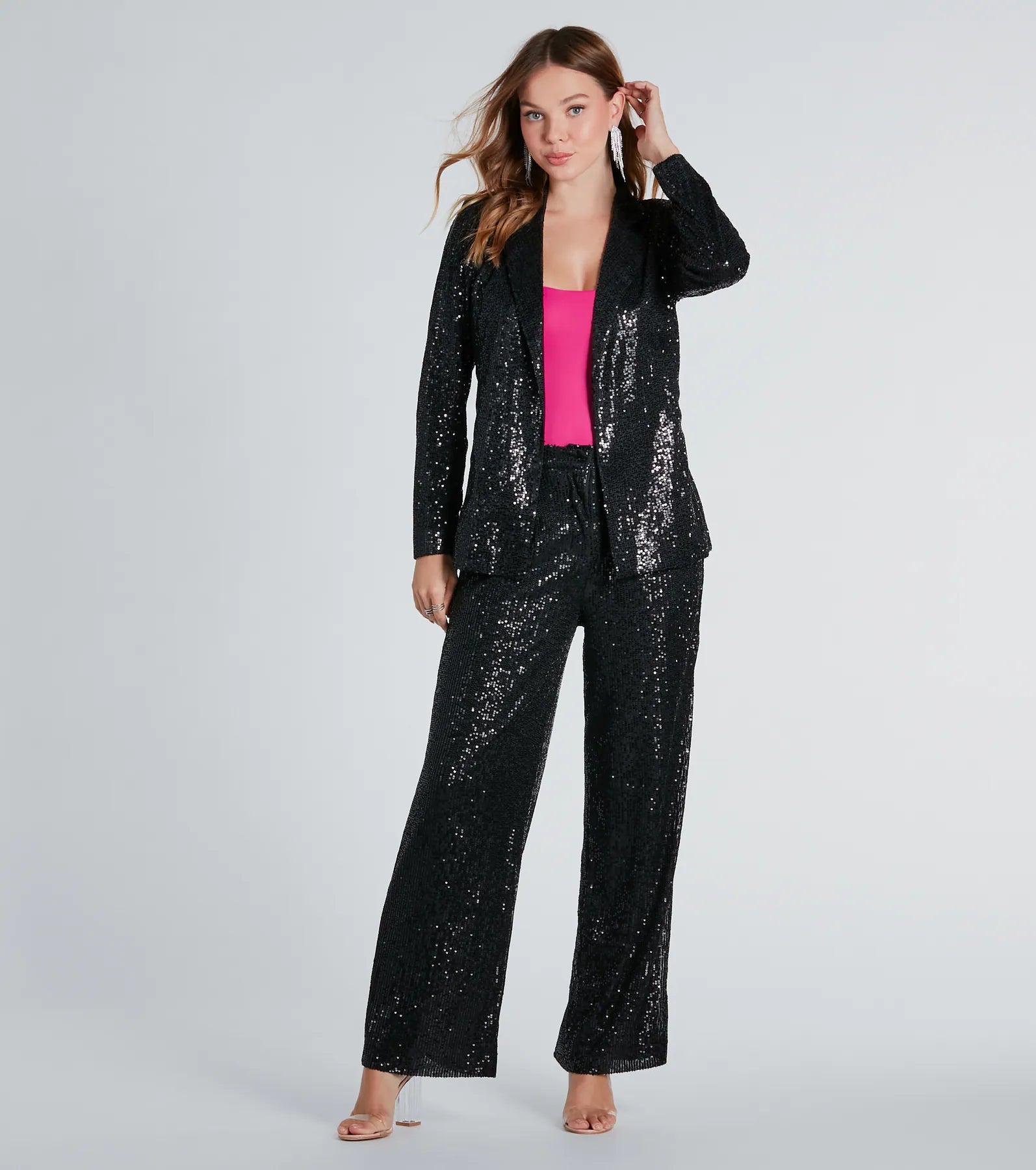 Night Cocktails Sequin Tie-Waist Blazer