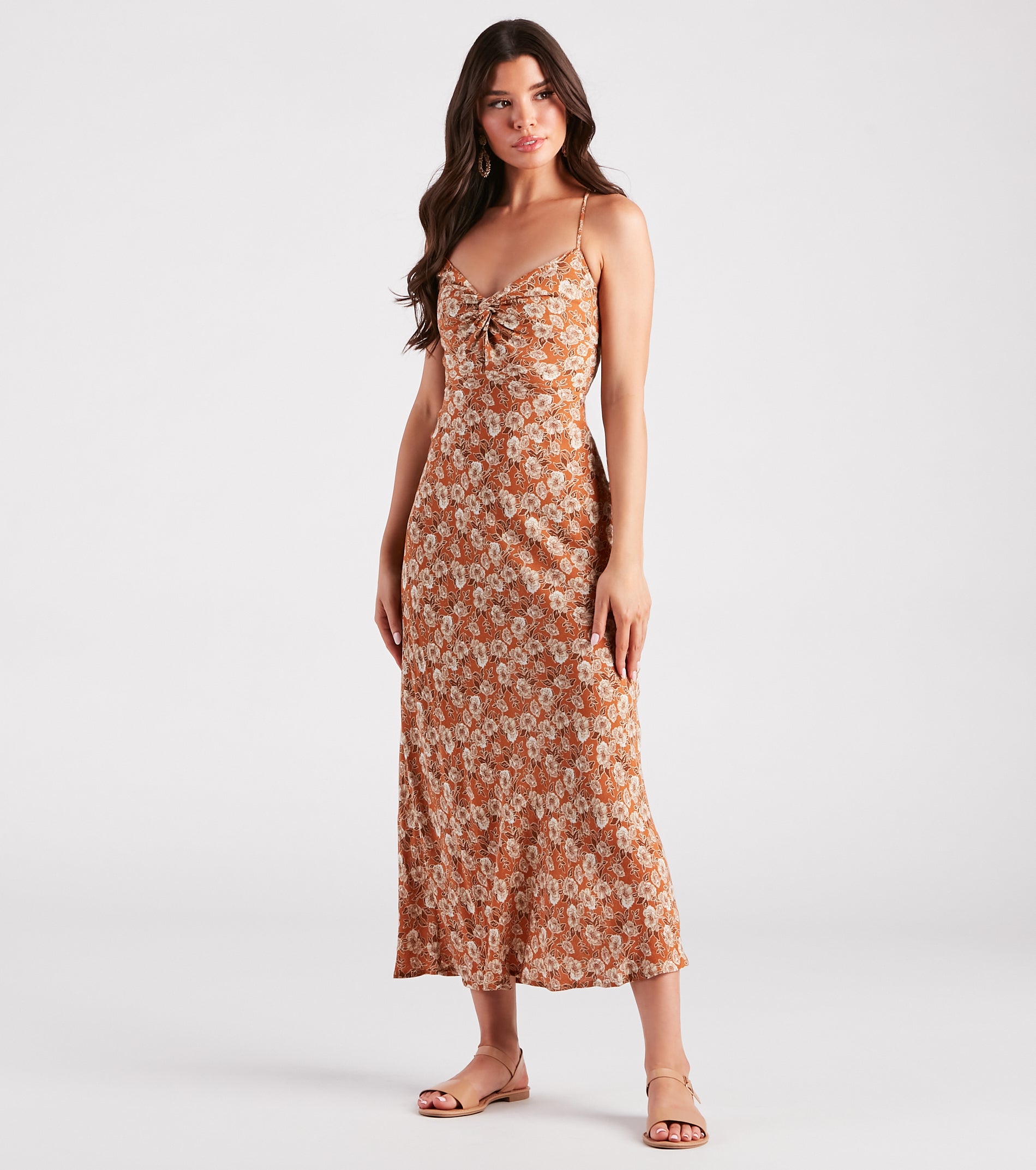 Pick Me Floral Lace-Up Maxi Dress