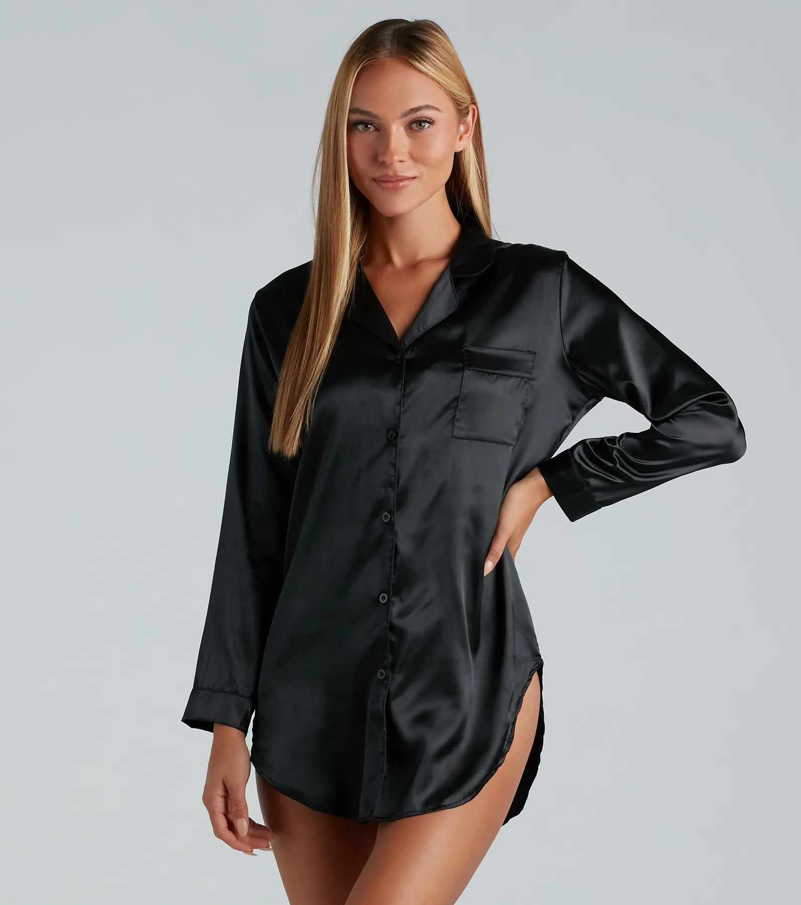 Perfect Fit Lounge Satin Sleep Shirt