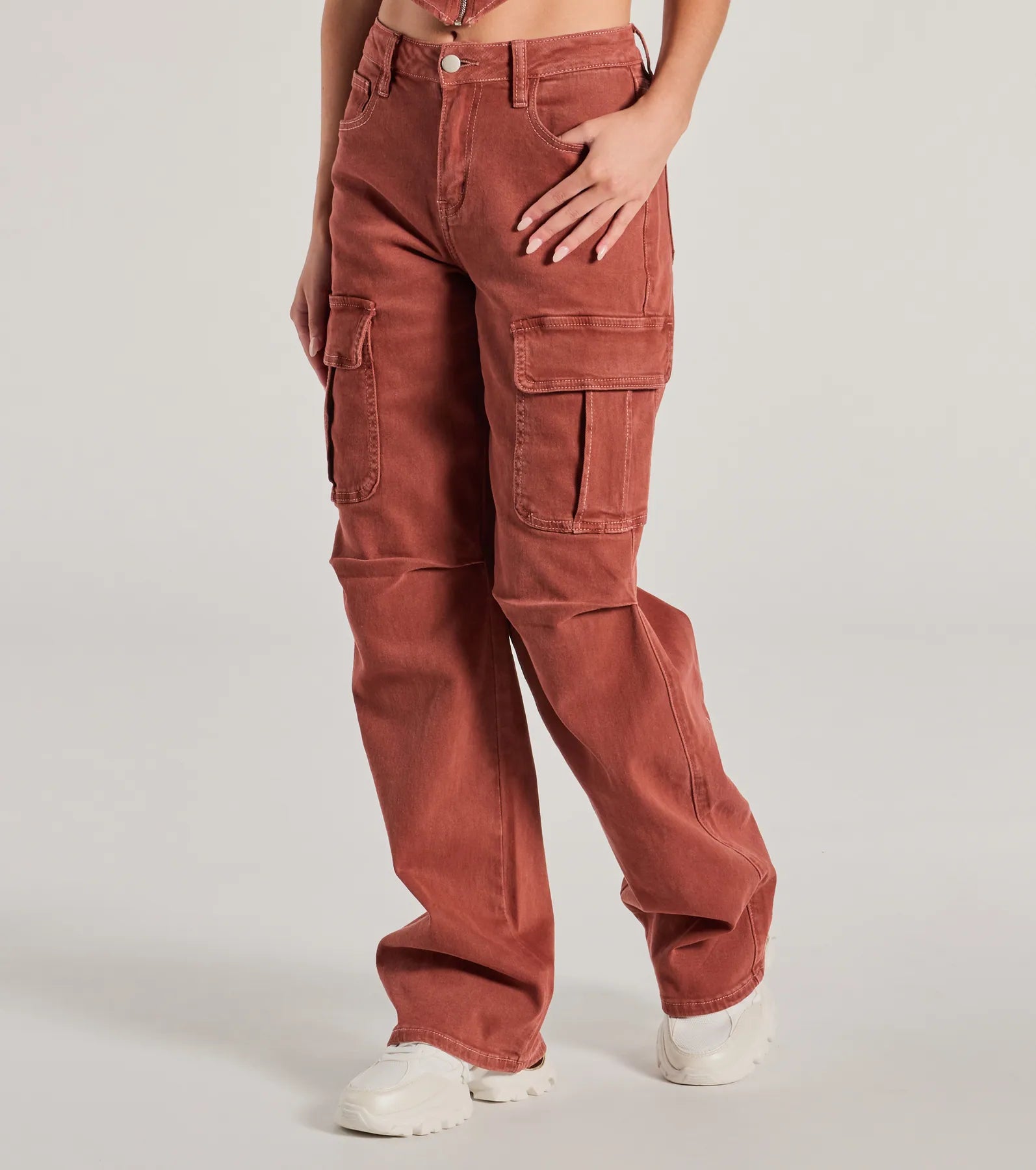 Cool Girl Vibes High Rise Cargo Denim Pants