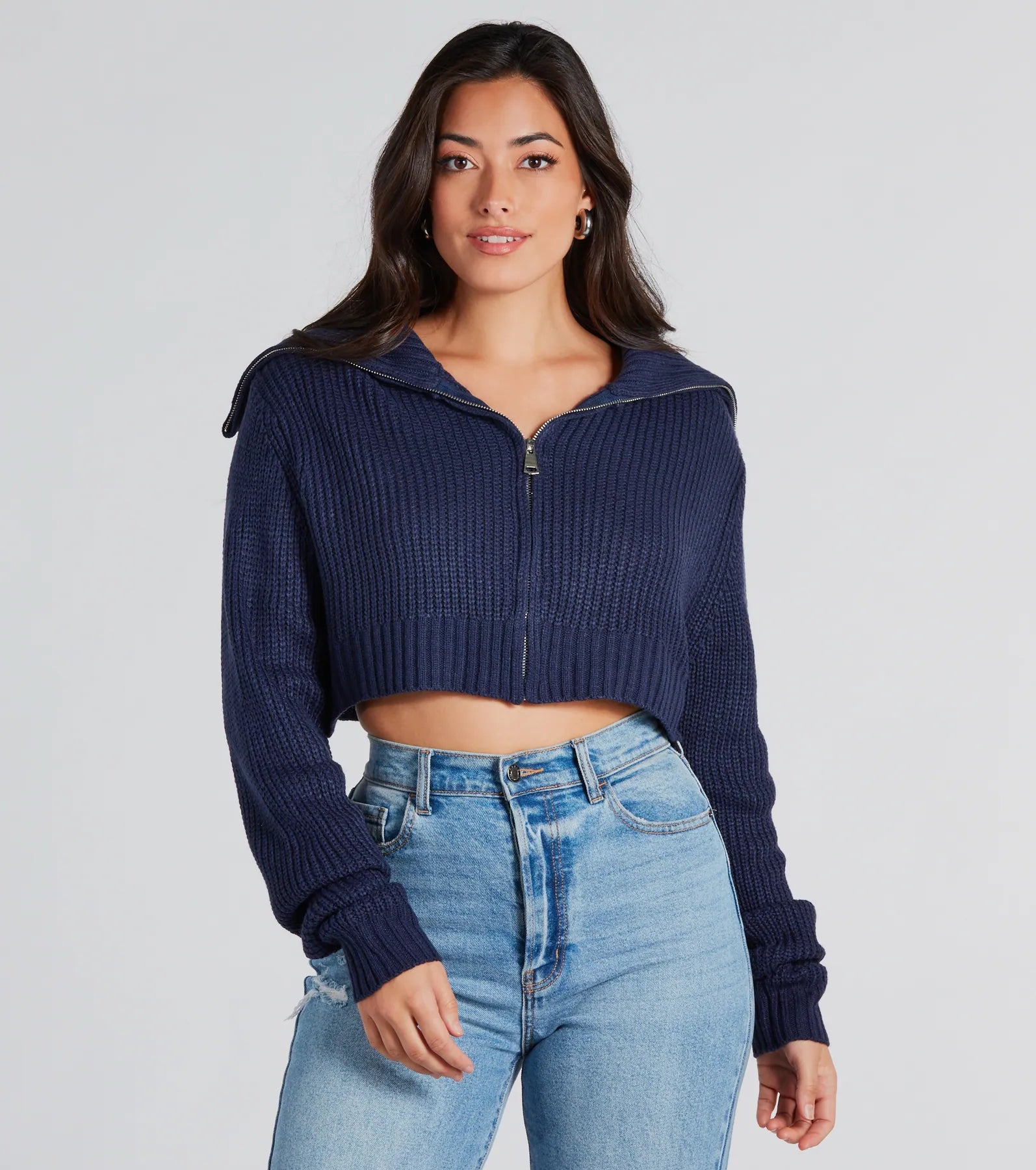 Casually Classic Collared Zip-Front Sweater