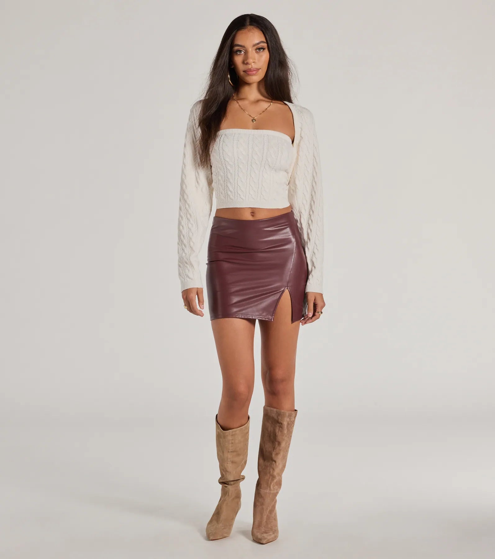 Cozy Glam Cable Knit Tube Top