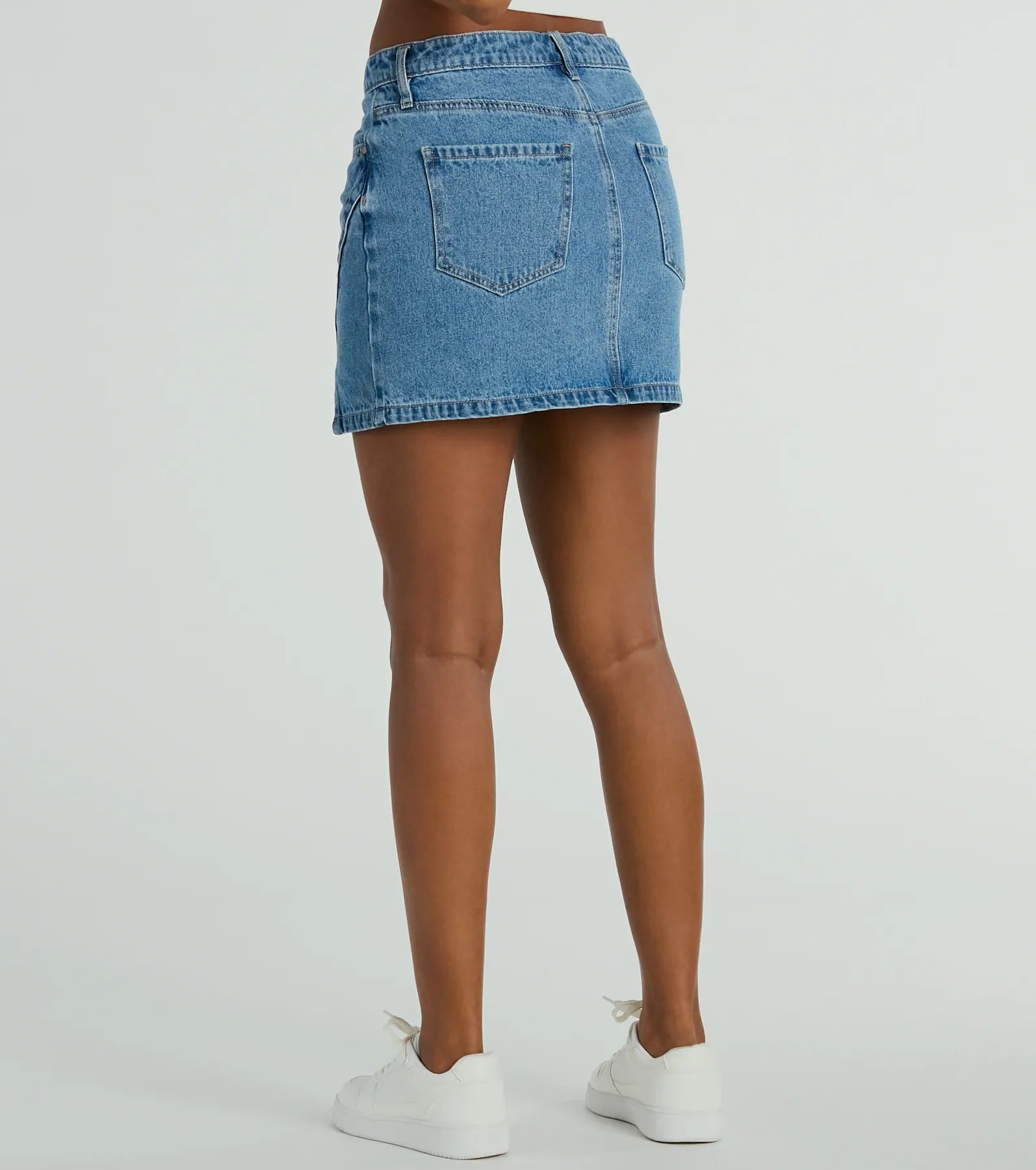 Playfully Perfect High Rise Slit Mini Denim Skirt