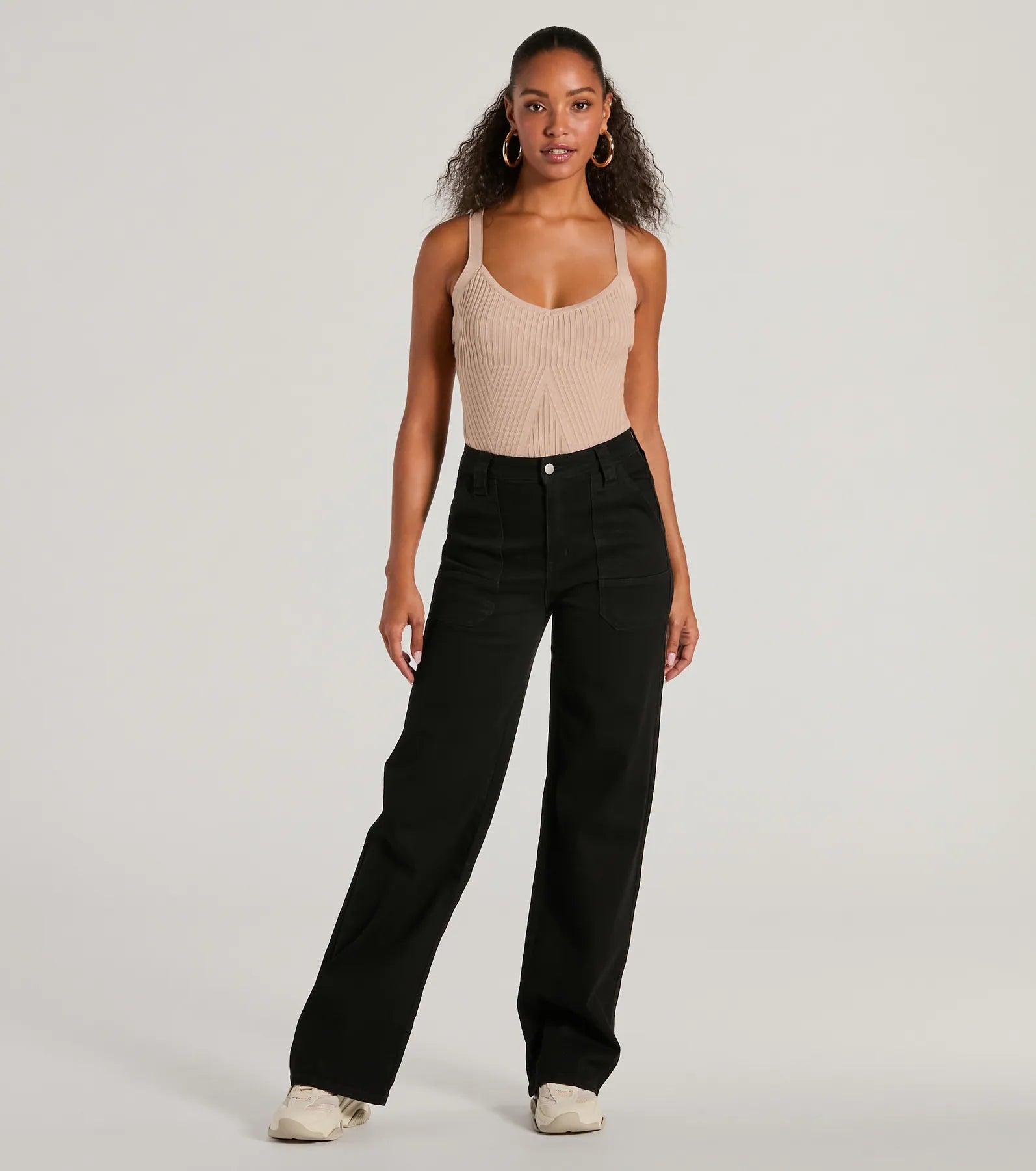 Up A Notch Sleeveless V-Neck Knit Bodysuit