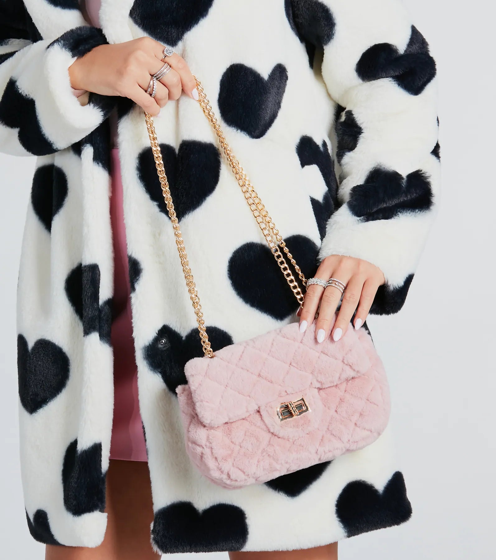 Furry And Fab Quilted Crossbody Bag