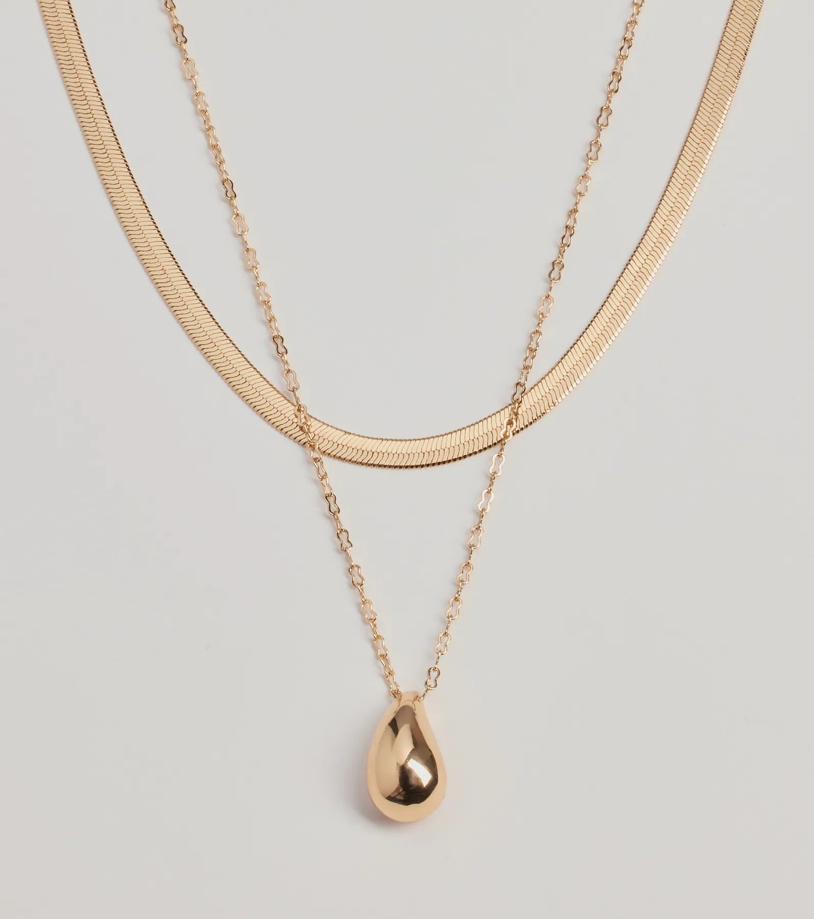 Luxe Layered Teardrop Charm Necklace