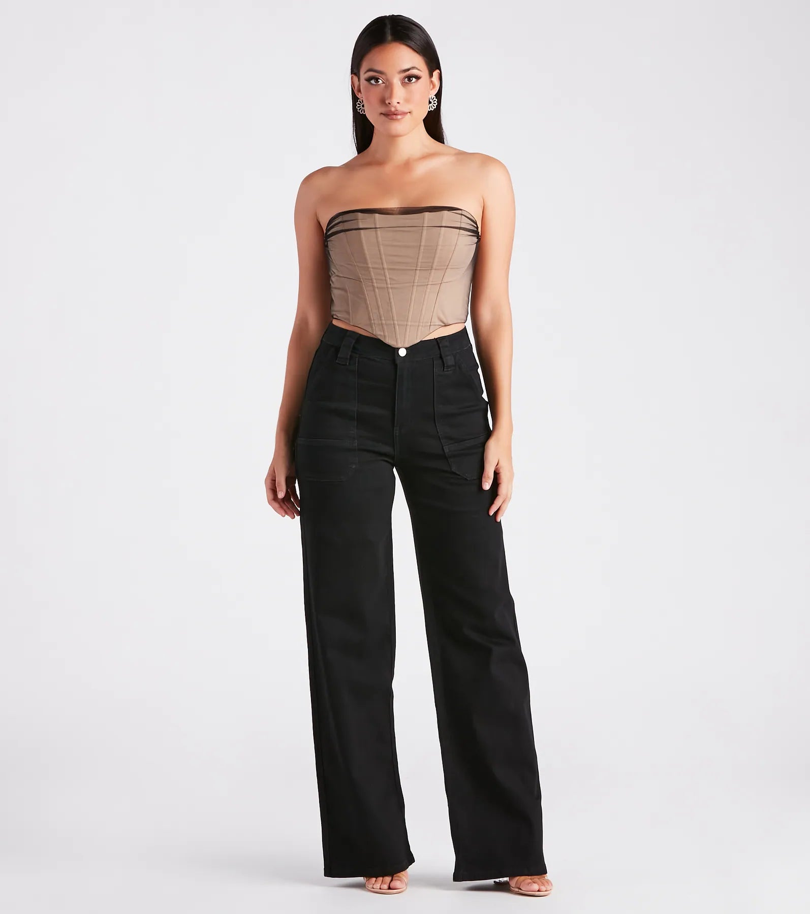 Having A Moment Ponte Tulle Corset Top