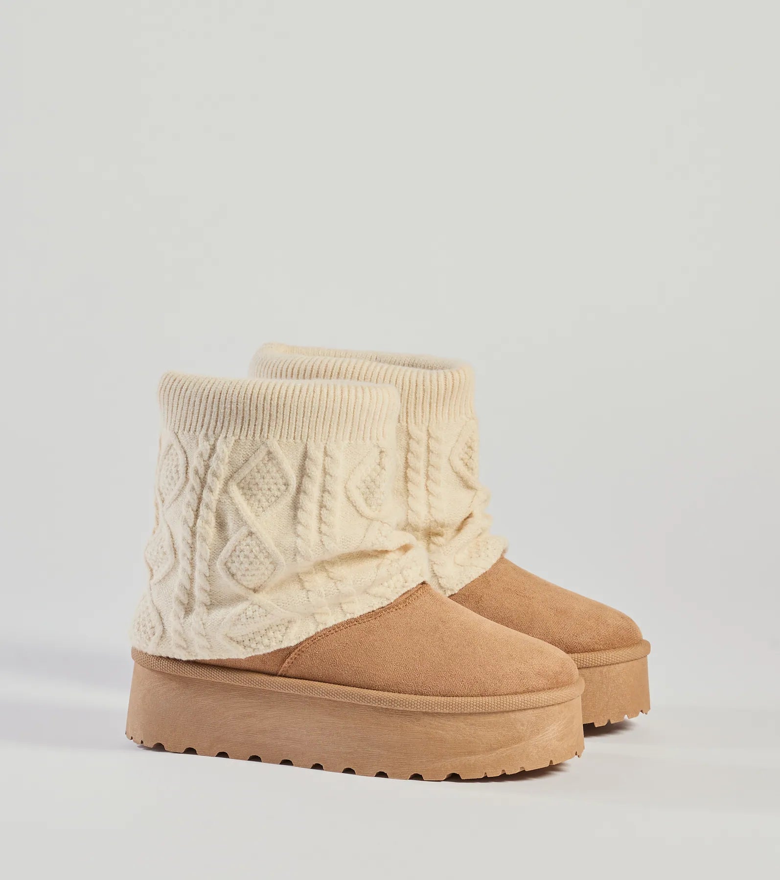 Cozy Vibes Cable Knit Platform Slippers