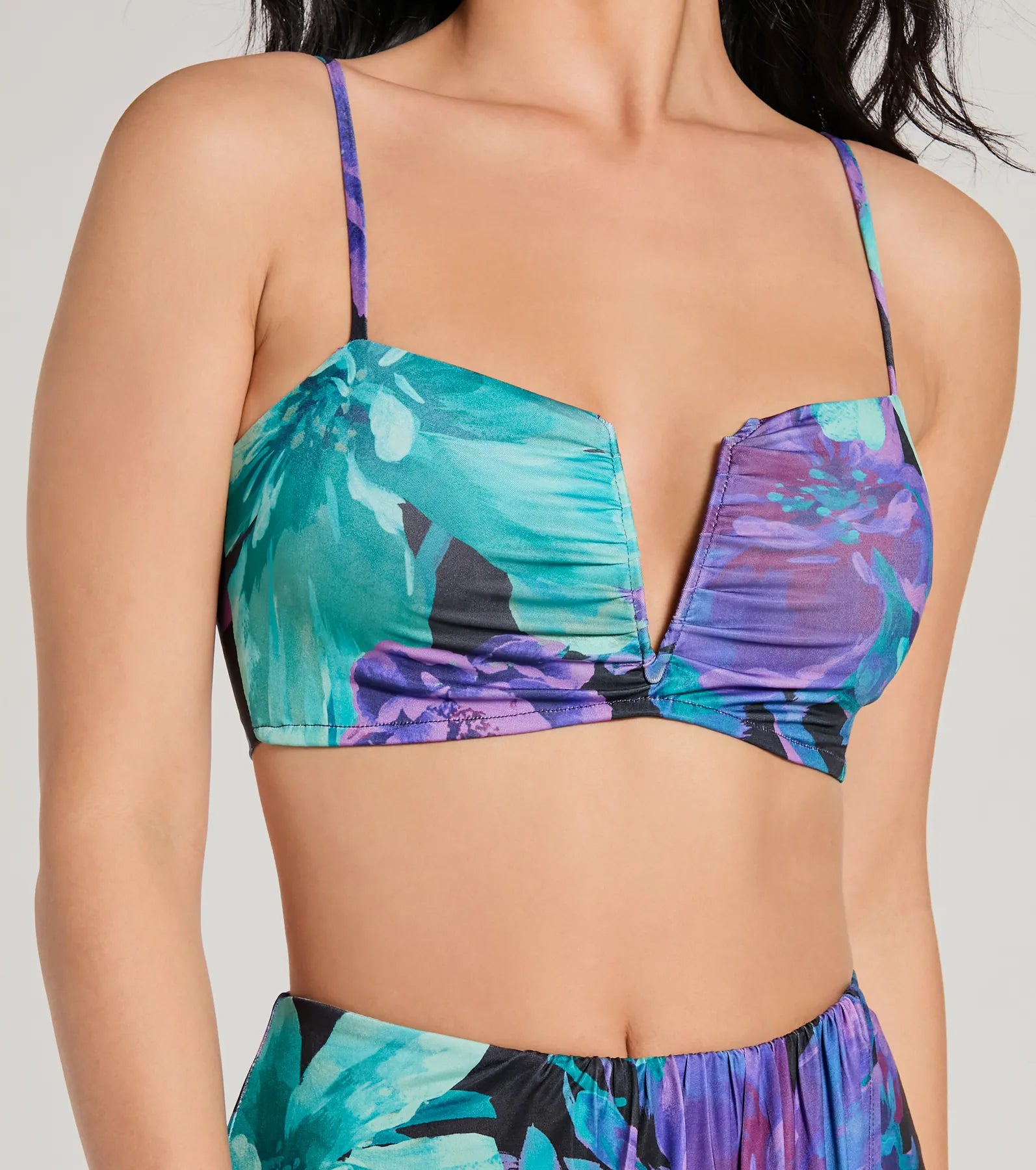 Tropical Vacay Spaghetti Strap Tie-Back Crop Top