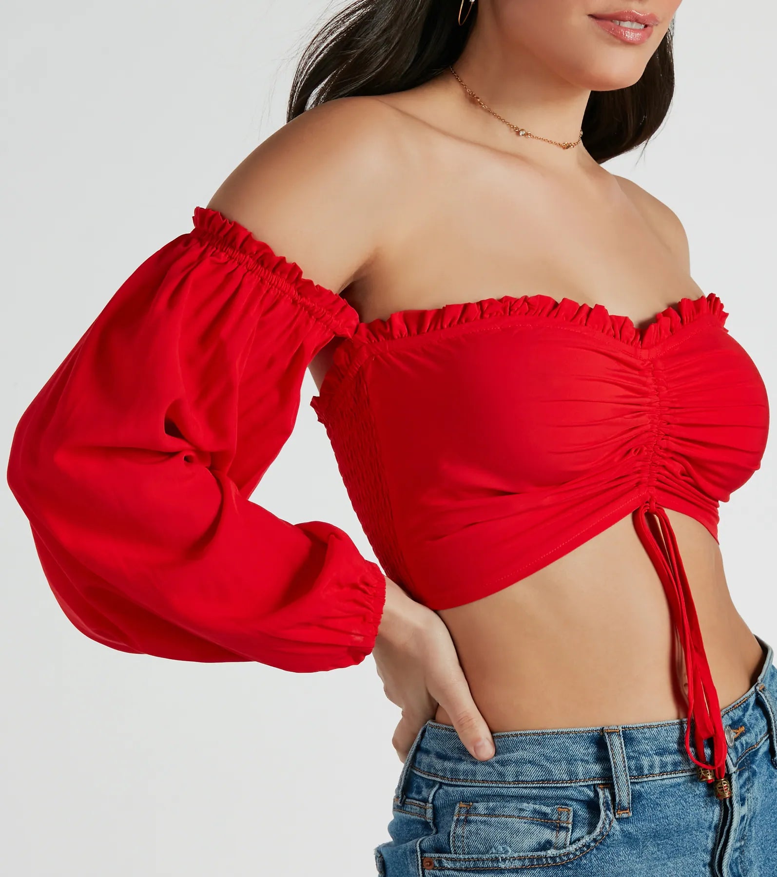 Alluring Daydream Off-The-Shoulder Crop Top