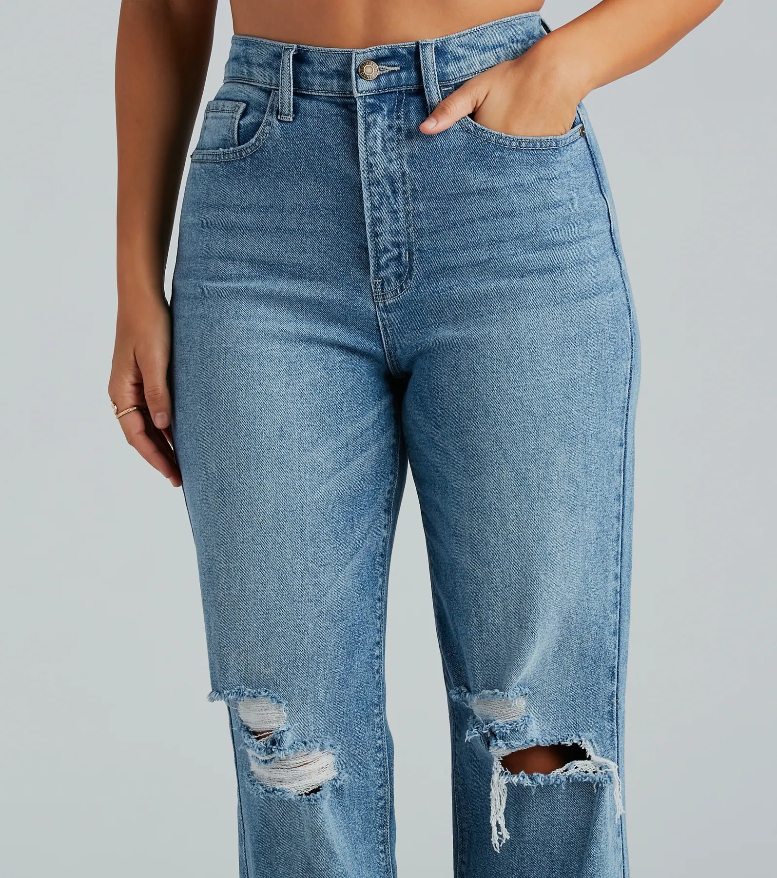 Perfect Pair High-Rise Destructed Straight-Leg Jeans