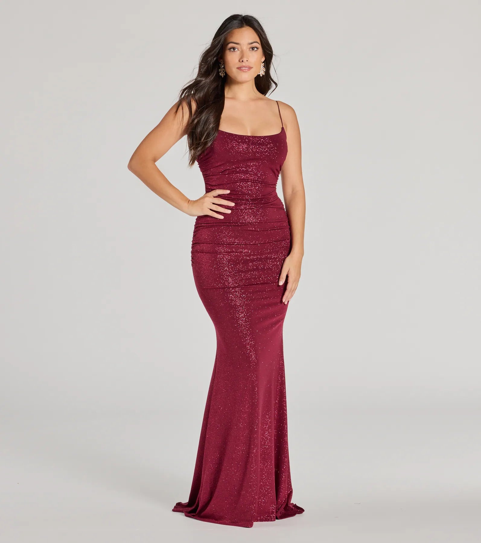 Rowan Formal Glitter Ruched Mermaid Dress