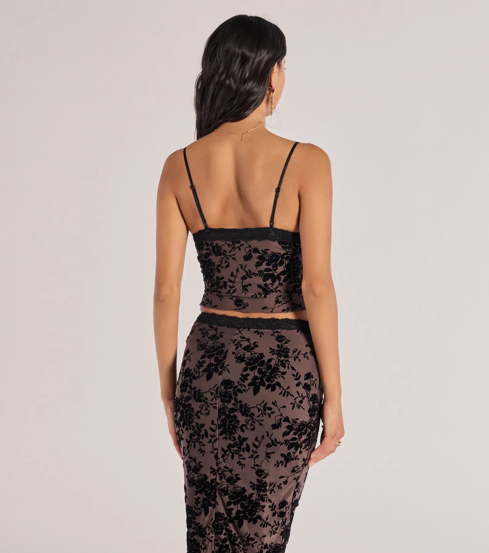 Luxe Touch Flocked Velvet Crop Top