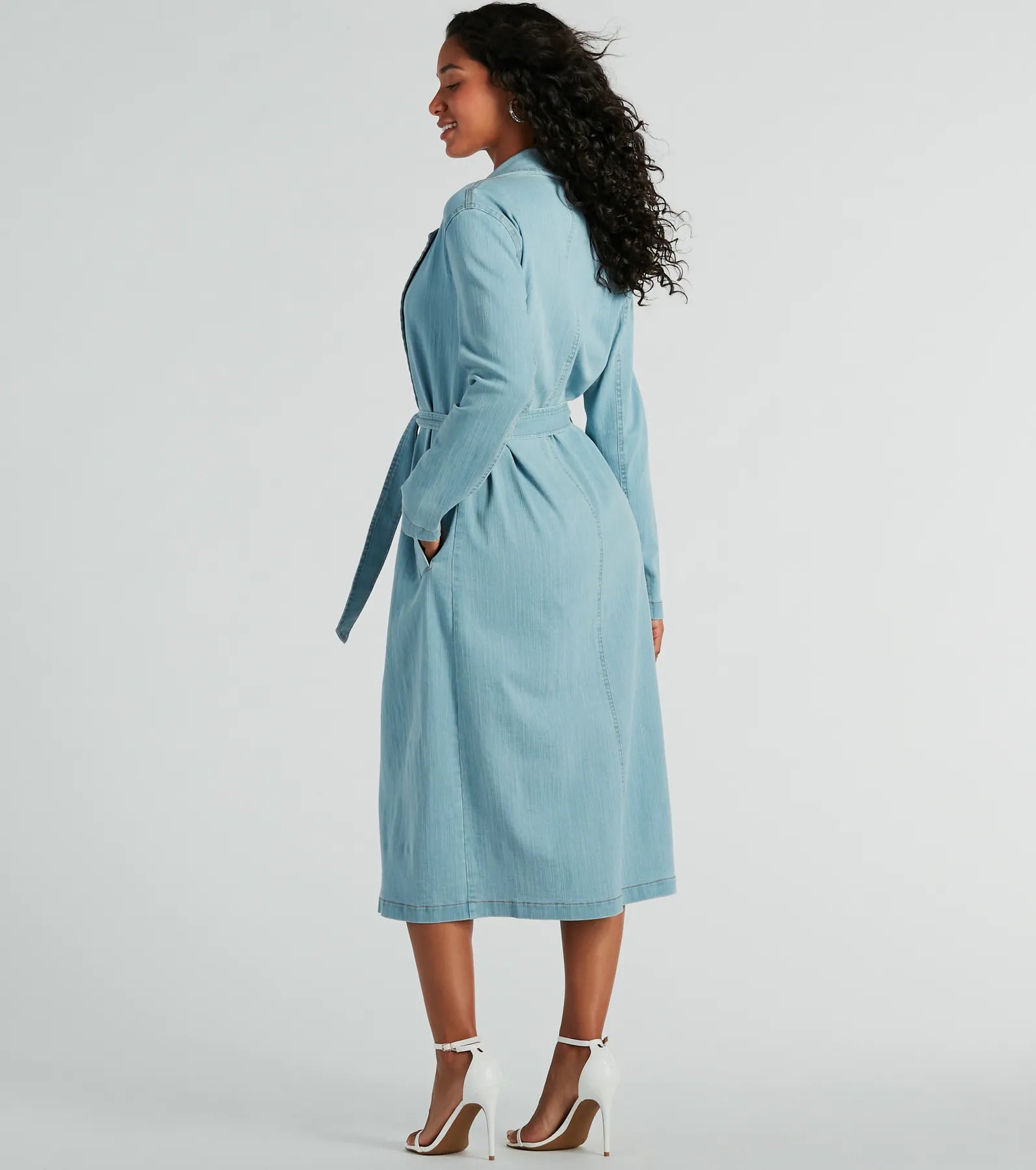 Most Coveted Belted Denim Trench Coat