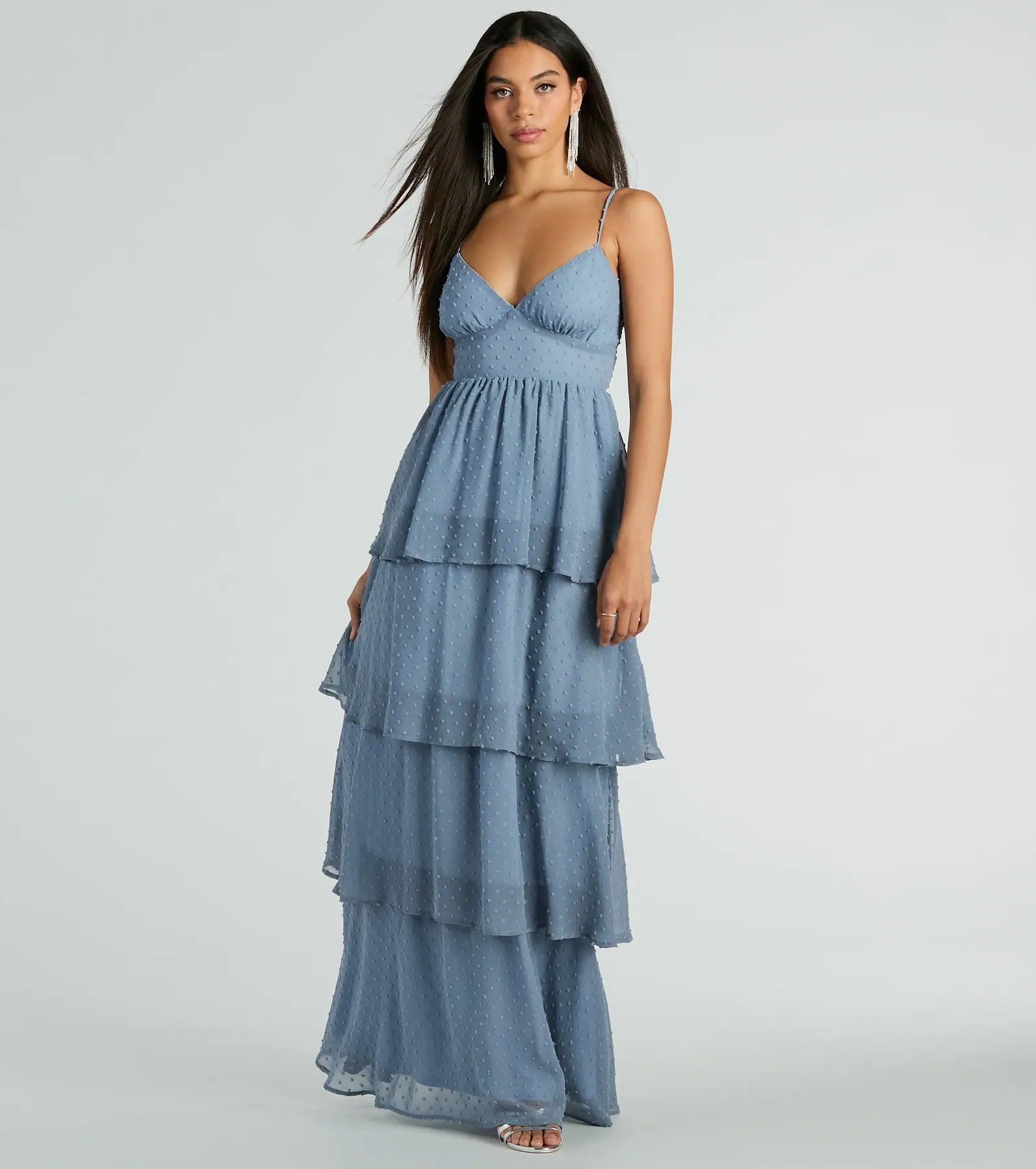 Kasey V-Neck Ruffled A-Line Chiffon Formal Dress