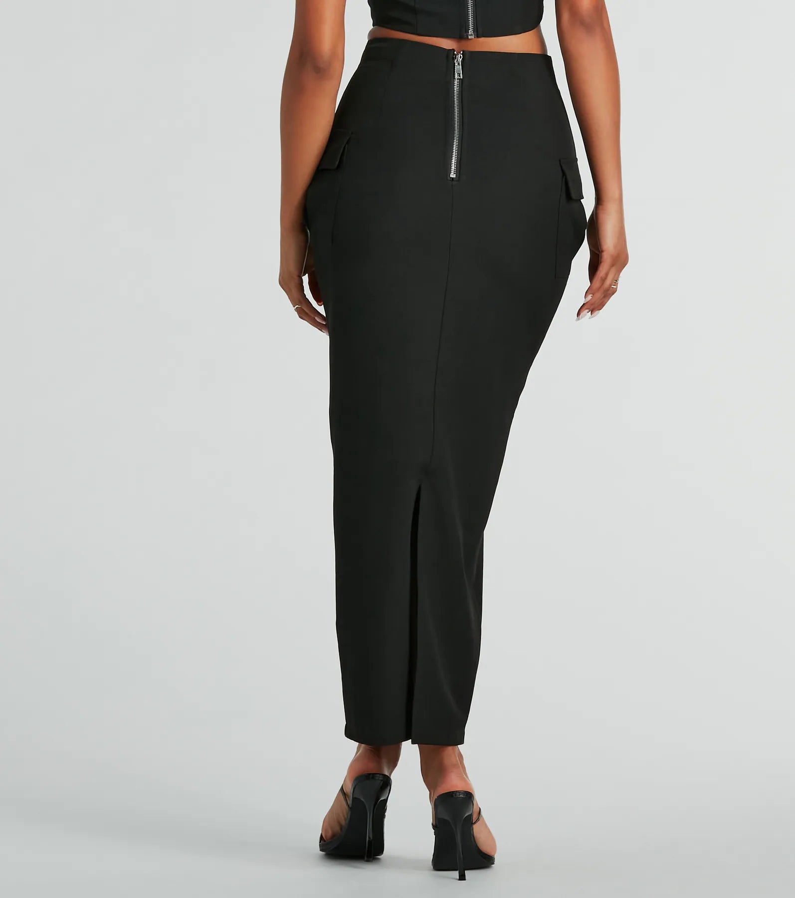 Major Baddie High Waist Belted Woven Maxi Skirt