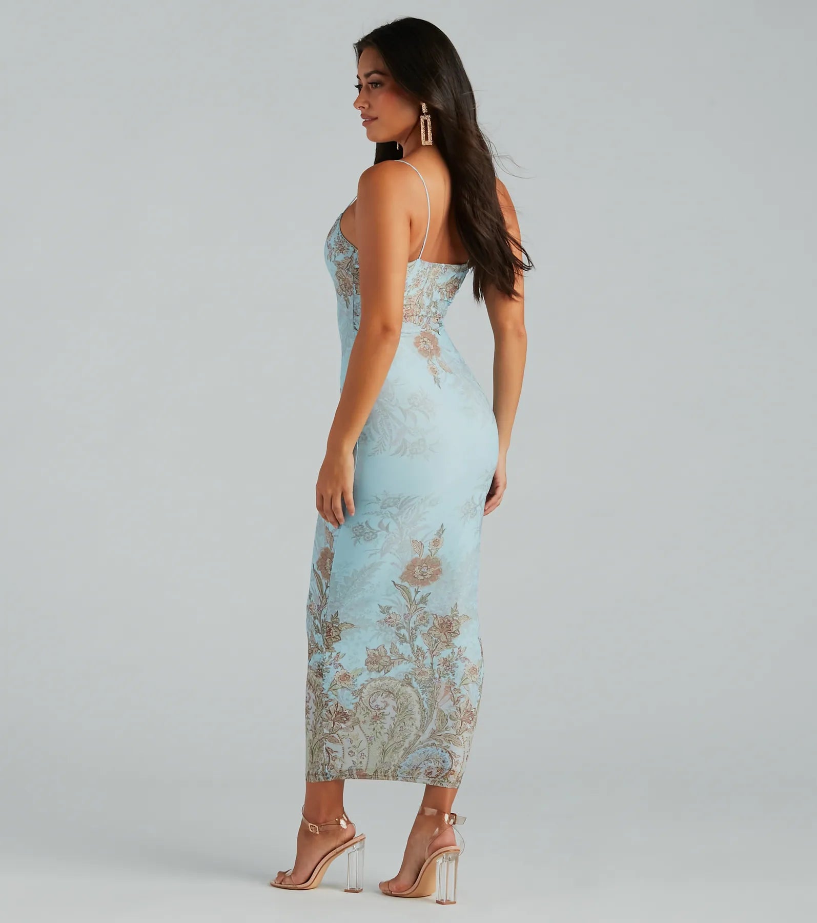 Saint Tropez Chic Floral Mesh Maxi Dress