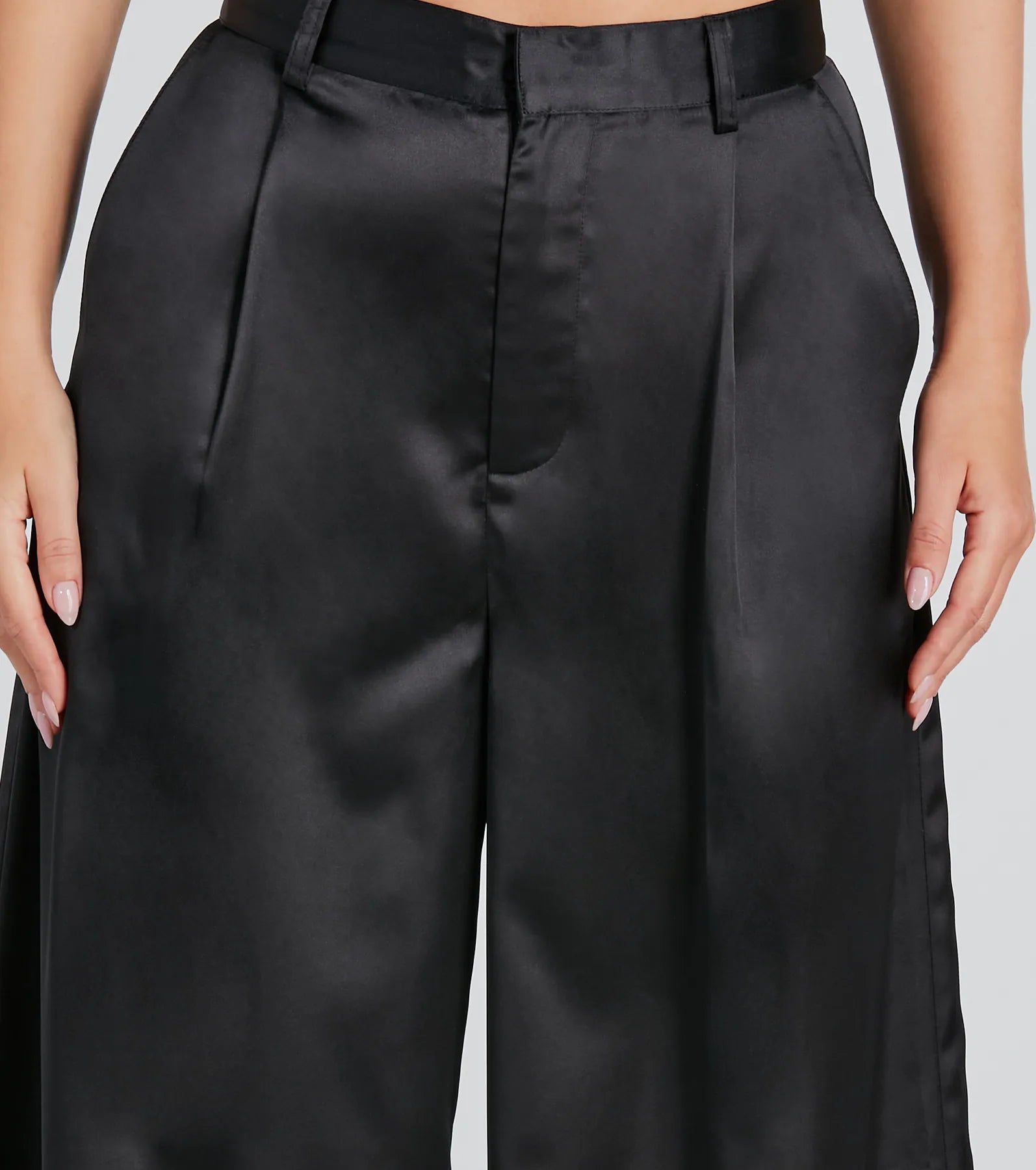 Power Vibe Satin Wide-Leg Trouser Pants