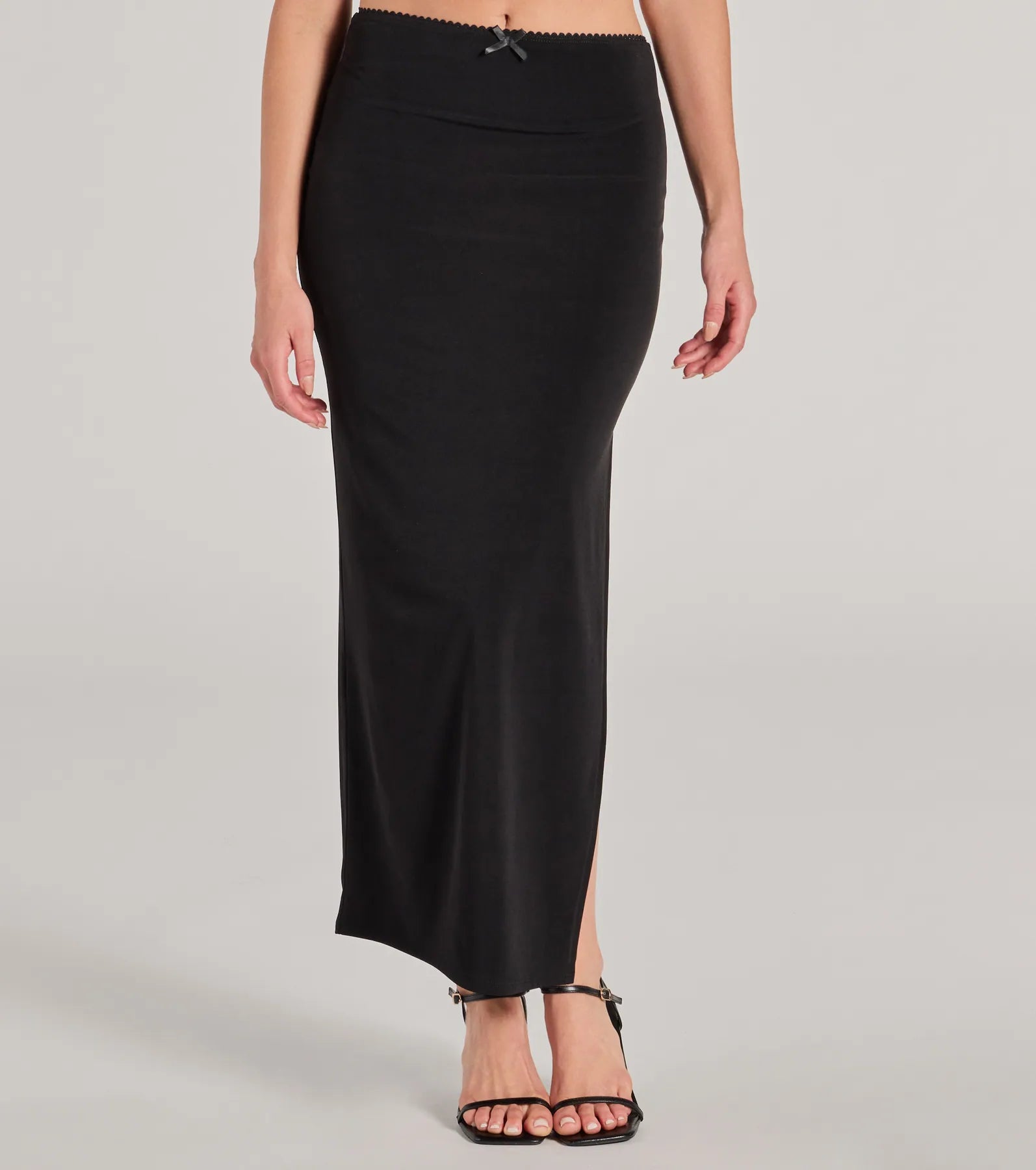 Effortless Sleekness High Rise Slit Maxi Skirt