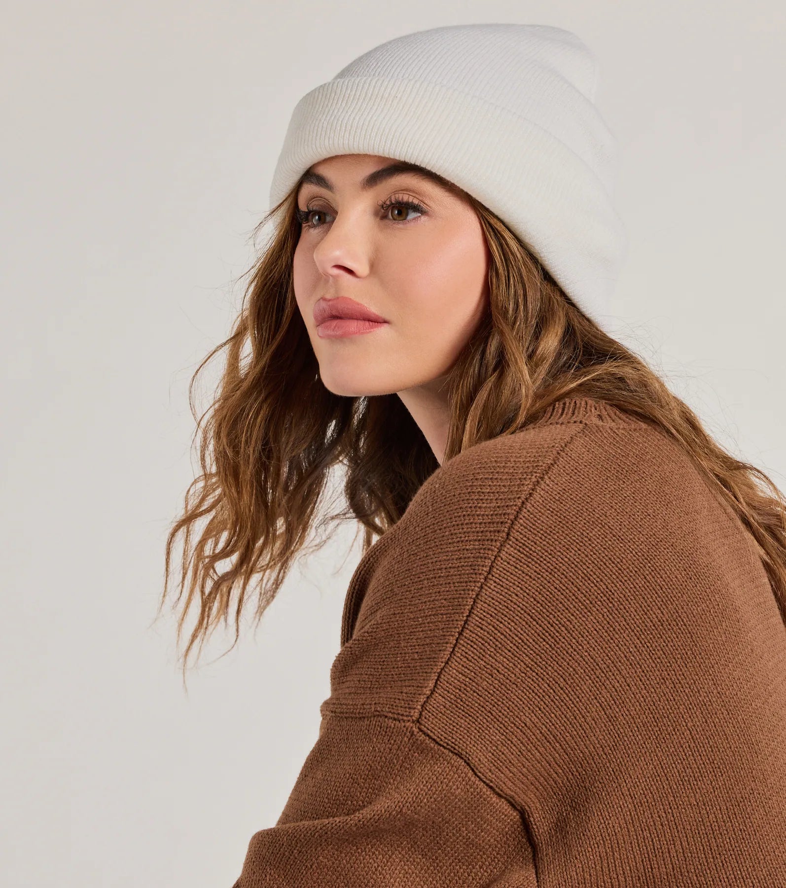 Casual Cozy Ribbed Knit Fold-Over Beanie