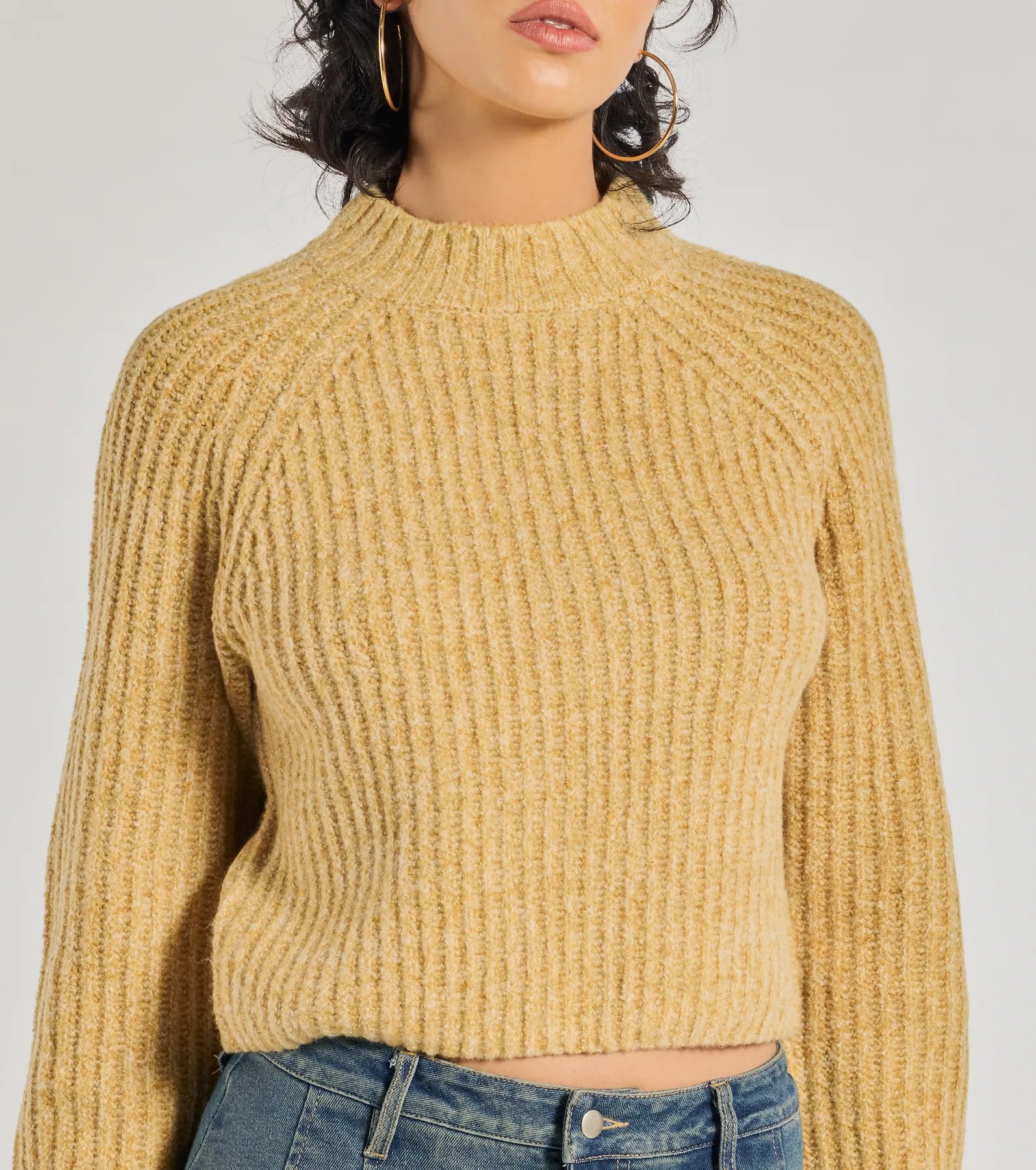 Stylishly Casual Mock Neck Knit Sweater