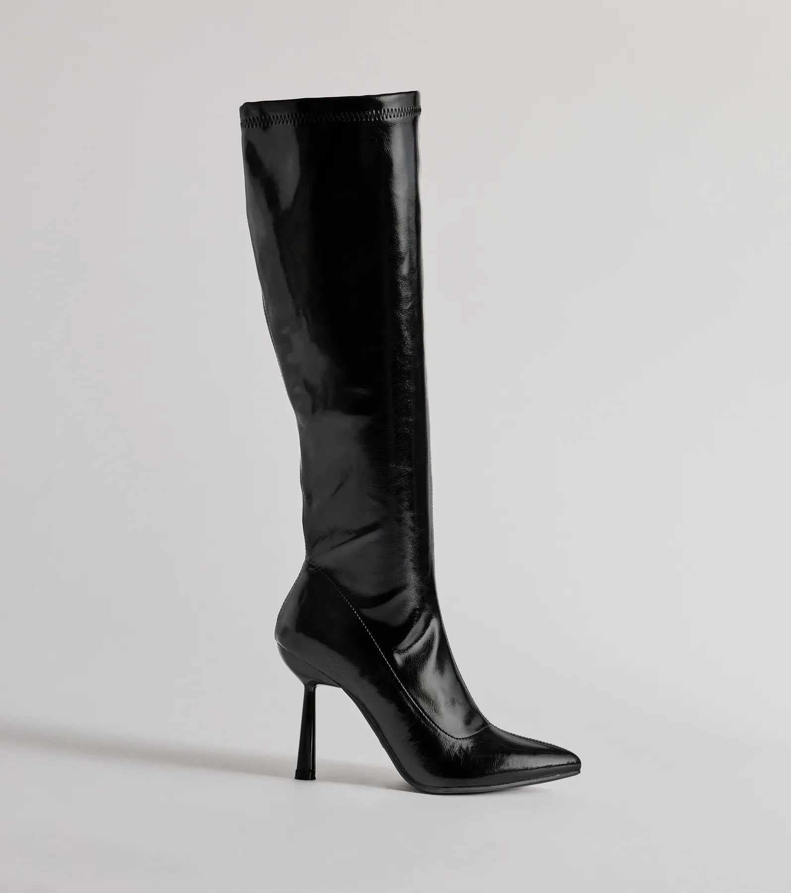 Major Strut Faux Leather Knee-High Stiletto Boots