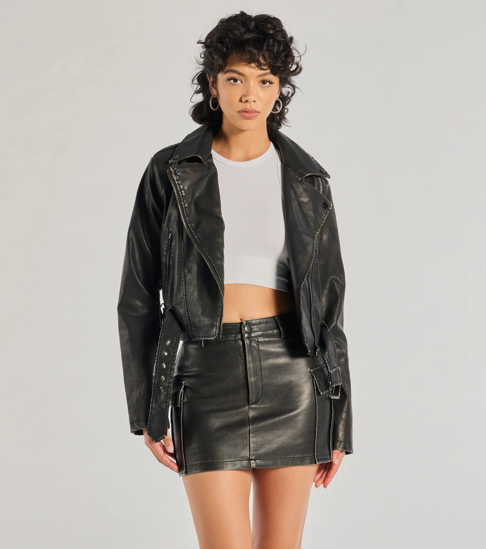 Shift Into Glam Faux Leather Moto Jacket