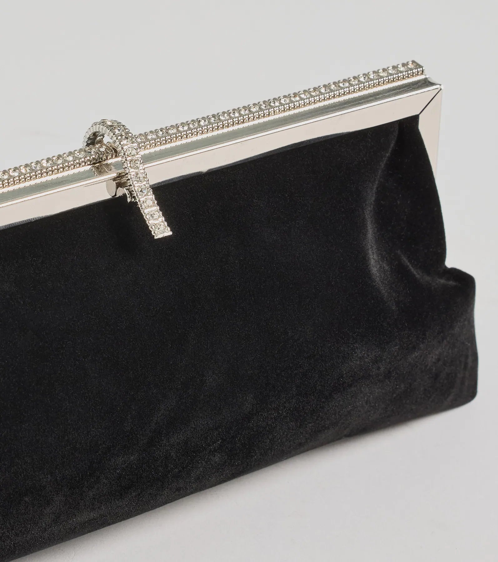 Luxurious Rhinestone Trim Velvet Clutch Bag