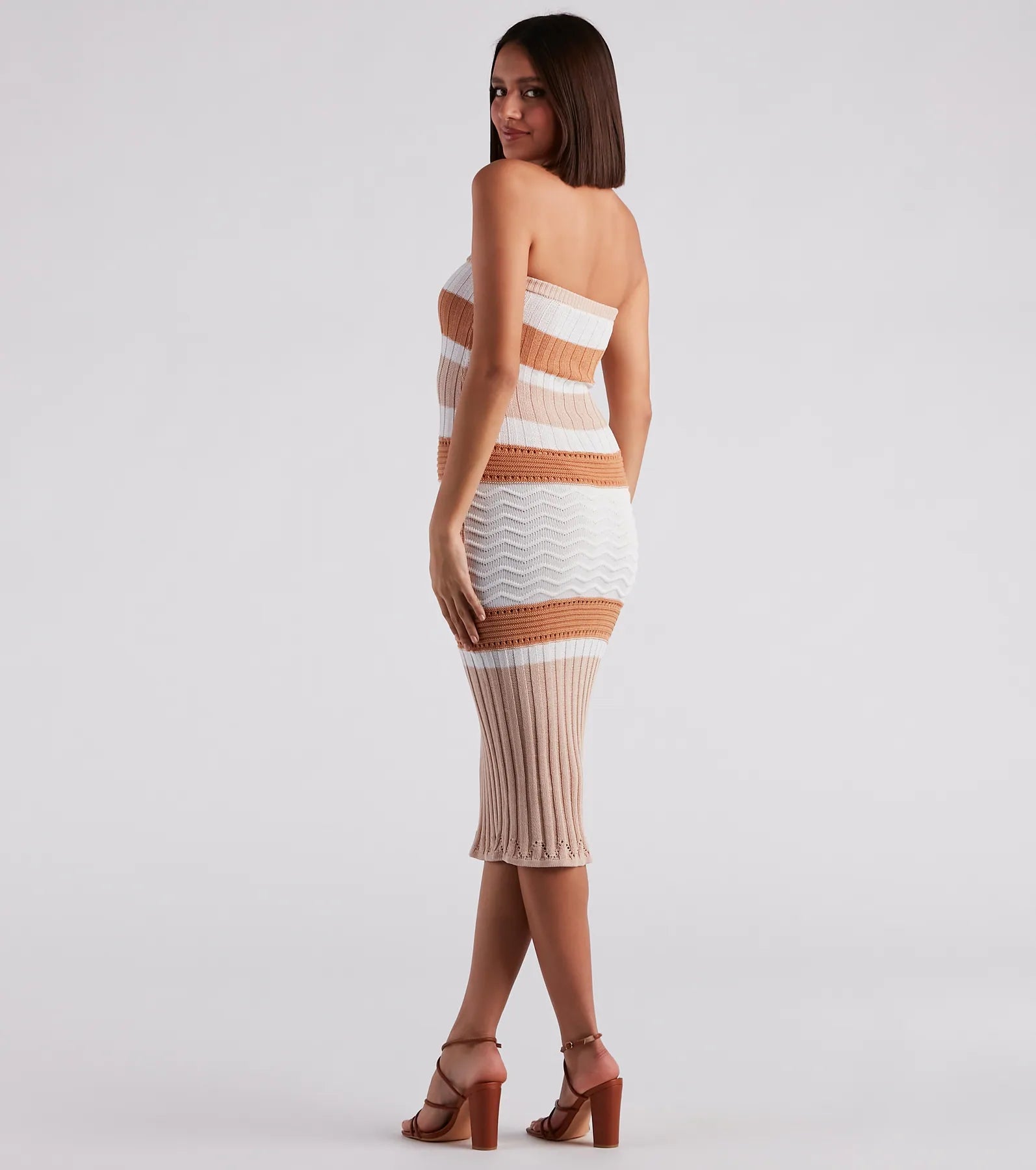 Weekend Date Striped Midi Sweater Dress