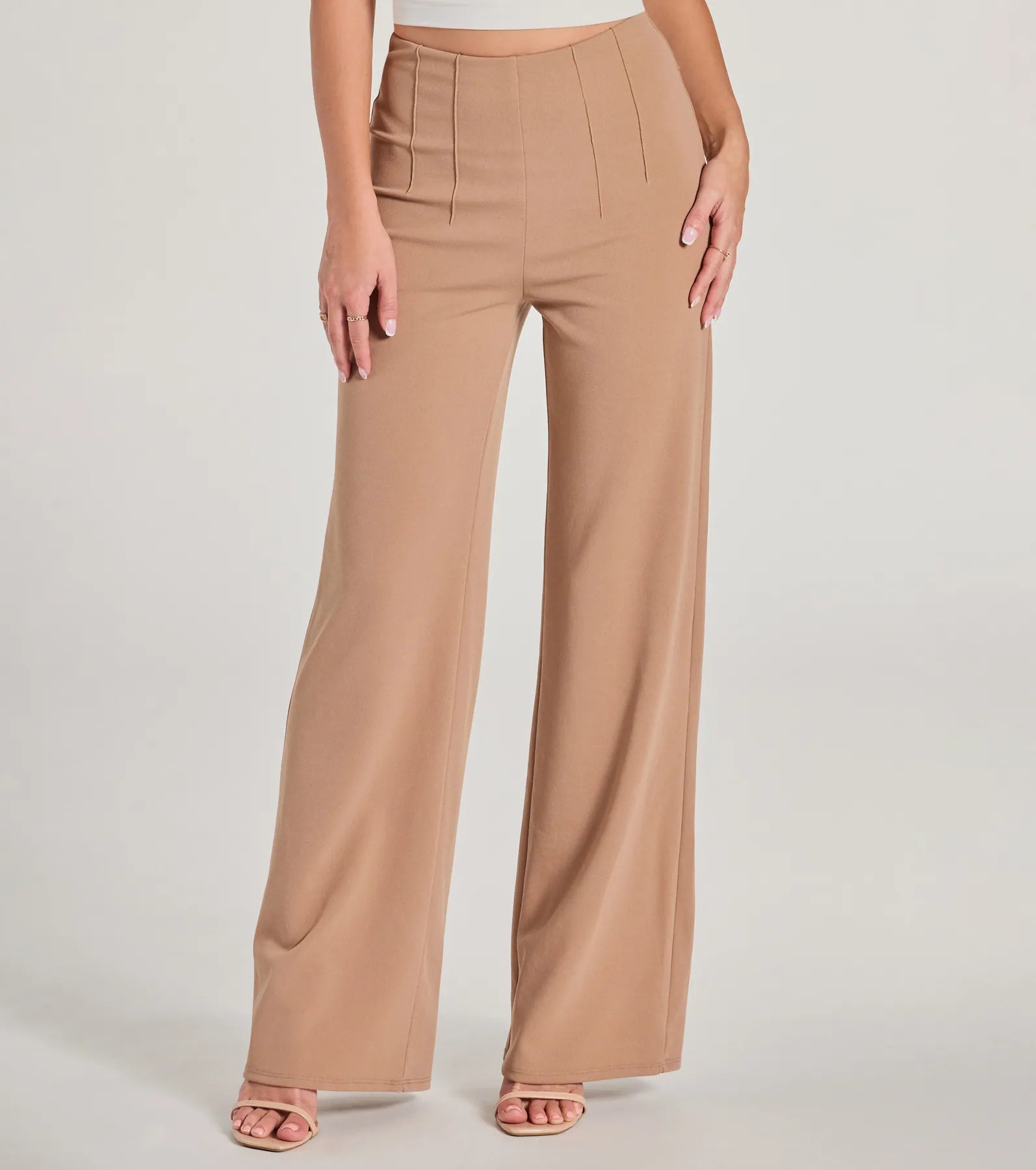 Stylish Impression High Rise Straight Leg Trouser Pants