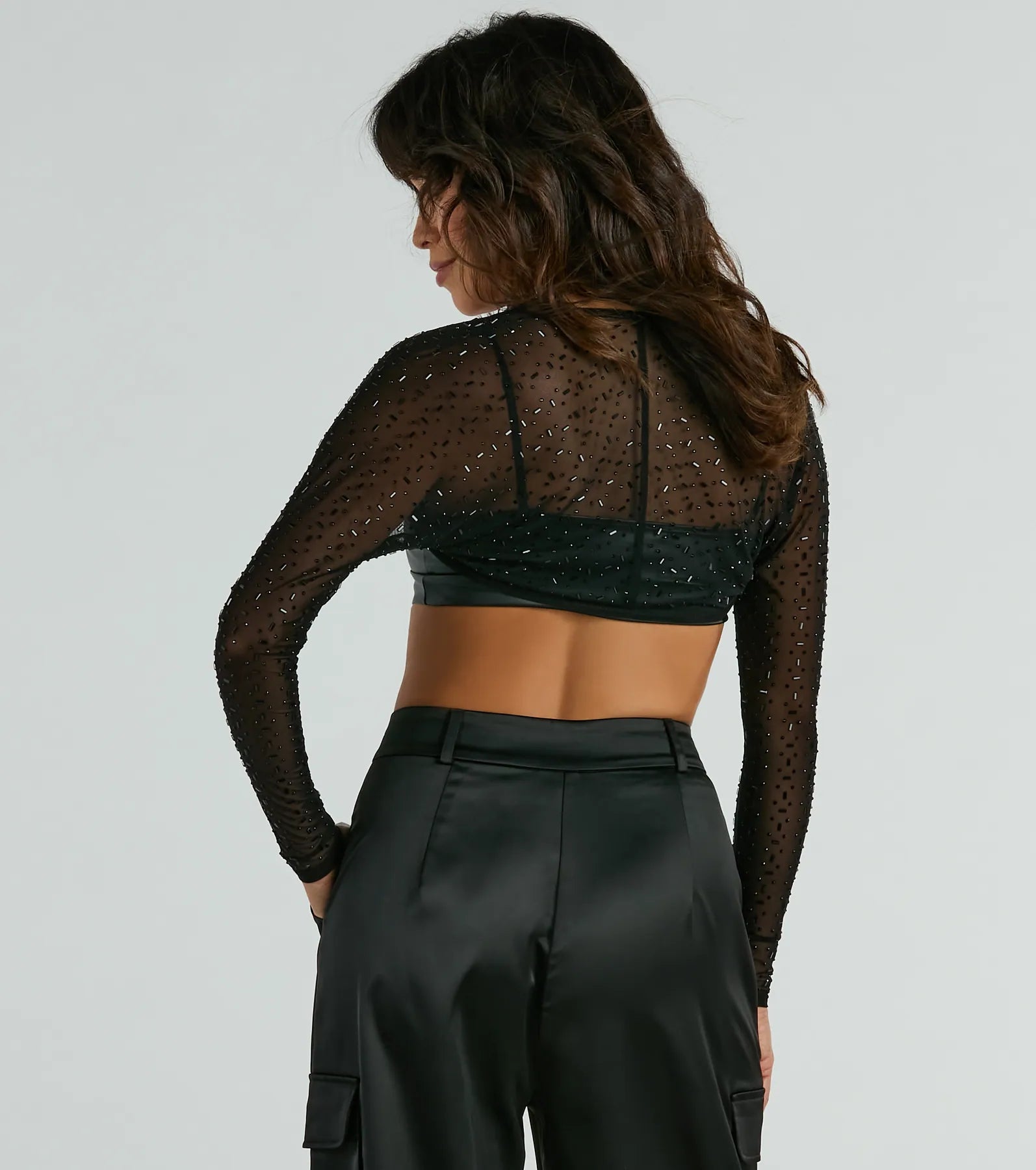 Here To Shimmer Rhinestone Mesh Bolero