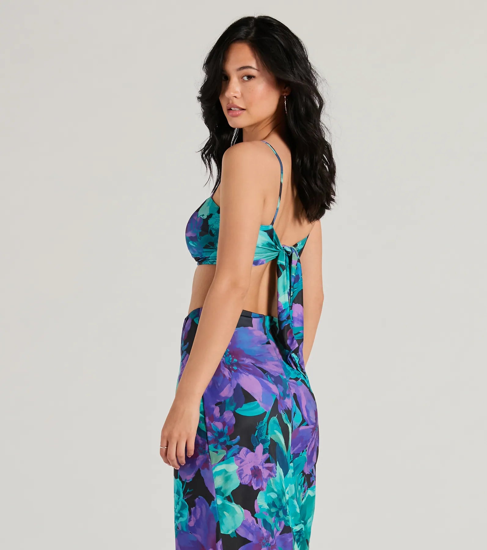 Tropical Vacay Spaghetti Strap Tie-Back Crop Top