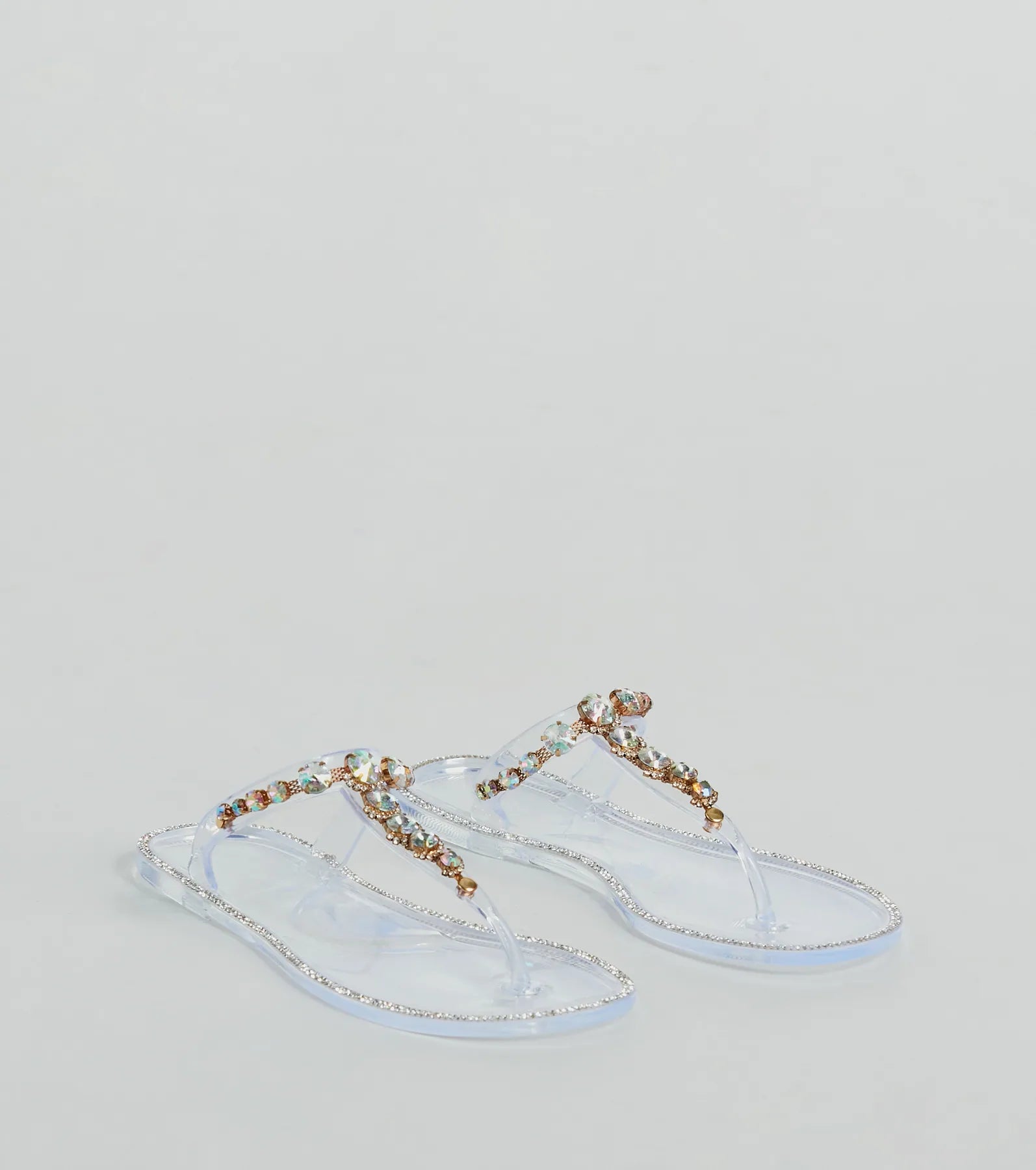 Glam Up Gemstone Strap Jelly Sandals