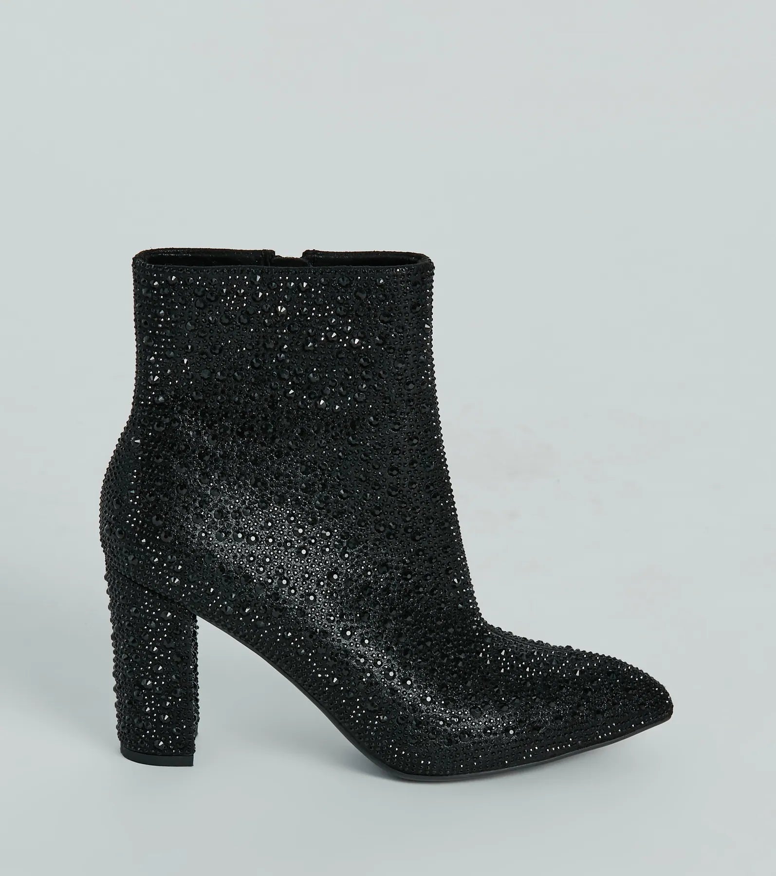 Sparkle Mode Rhinestone Block Heel Ankle Boots