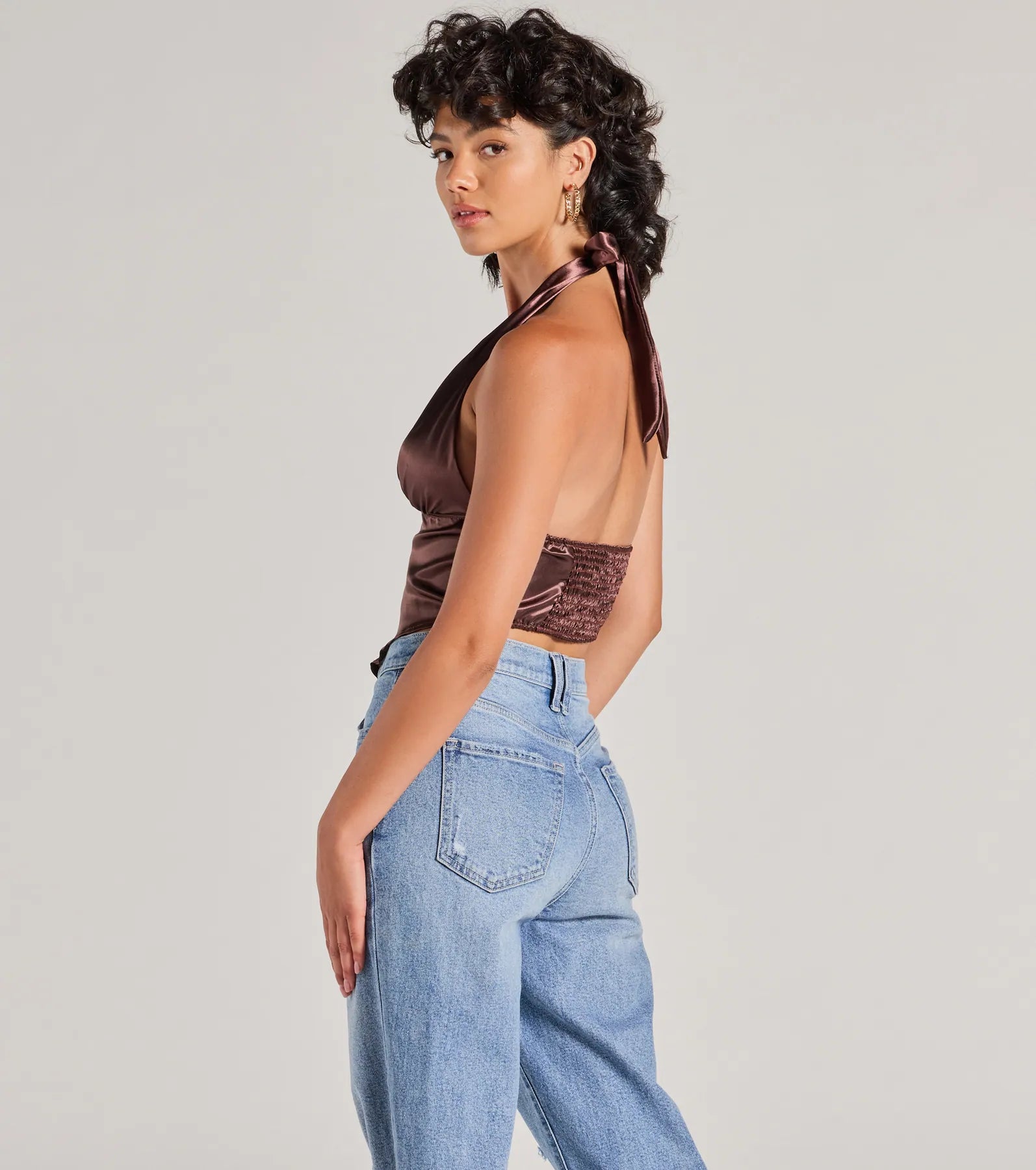 Silky Sleek Satin Halter Crop Top