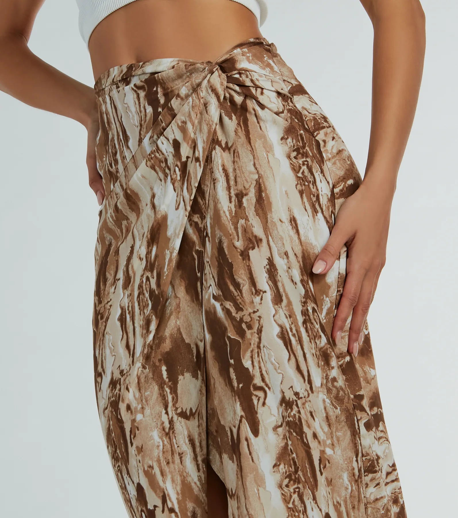 Drawn To You Marble Print Woven Midi Skirt