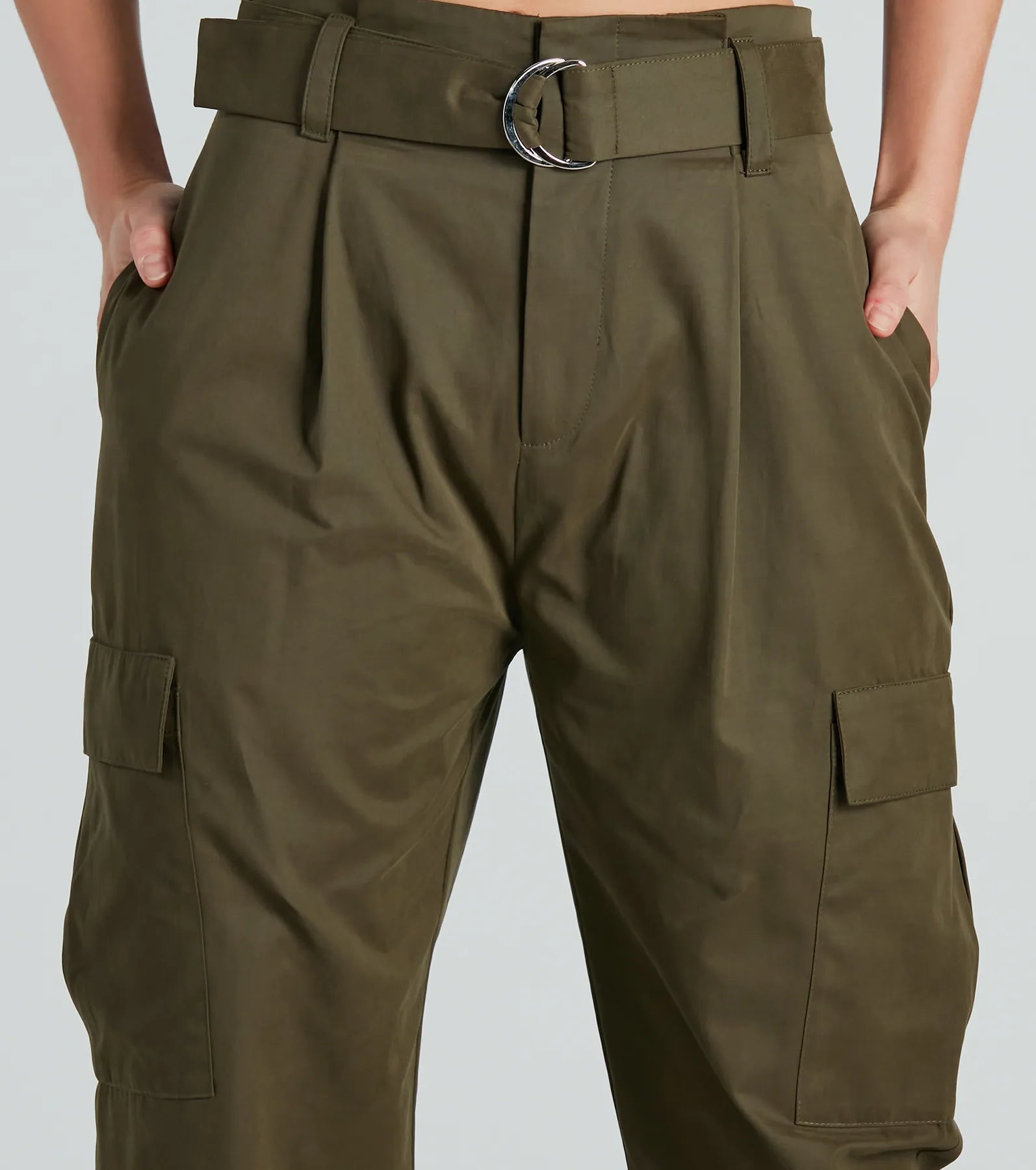 Step It Up High-Rise Paperbag Cargo Pants